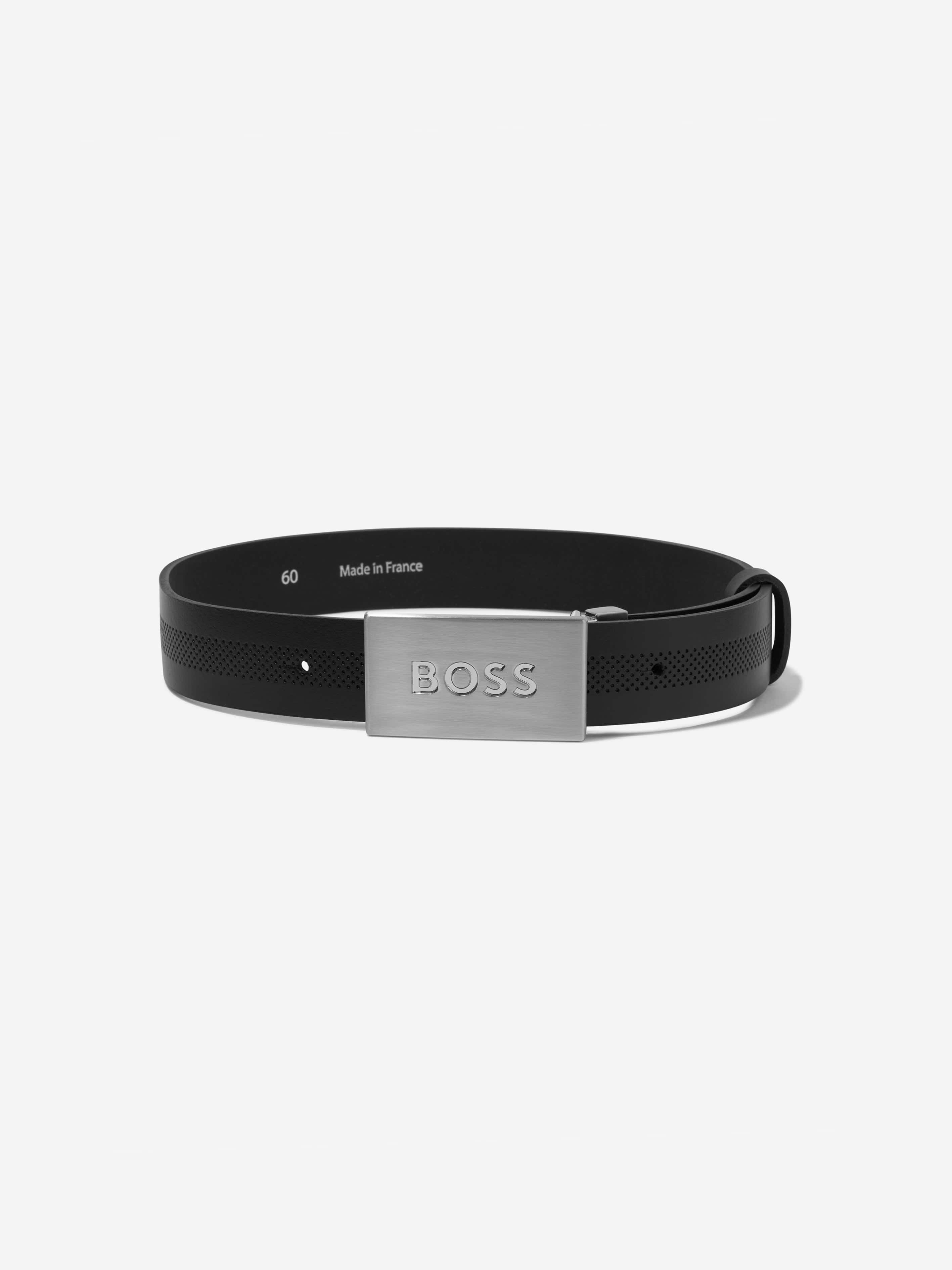 BOSS Boys Leather Belt in Black