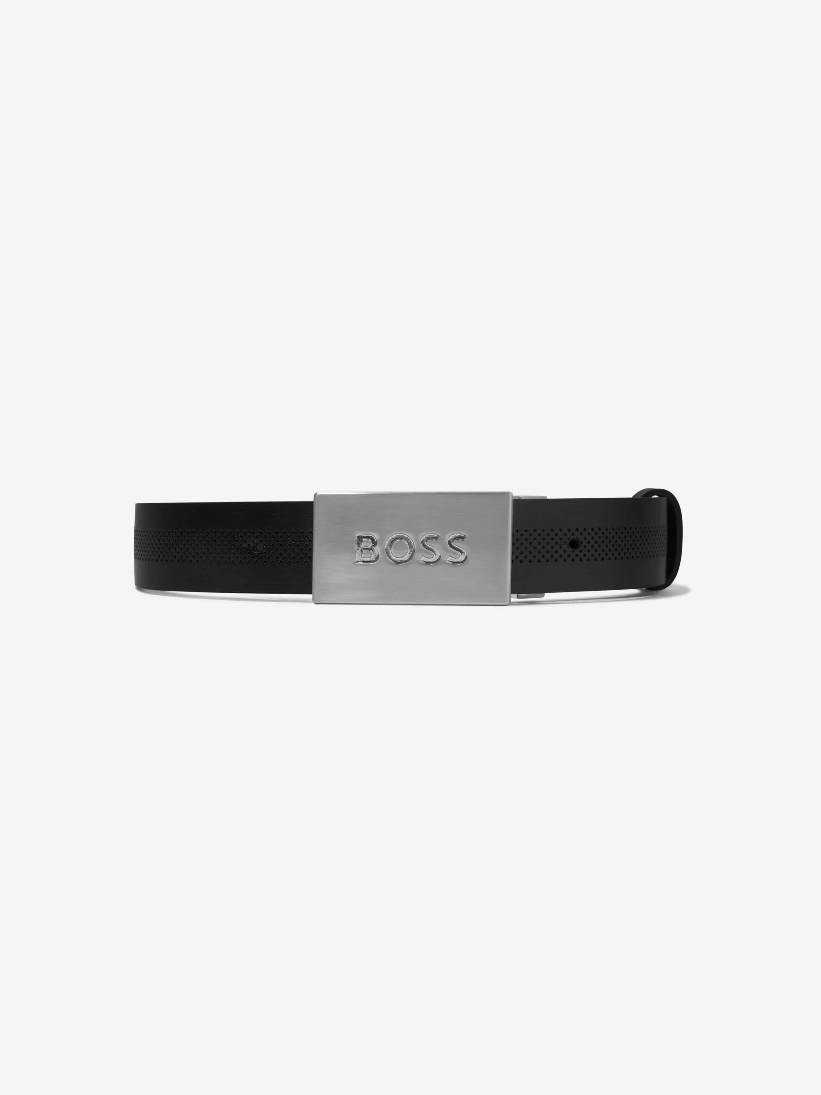 BOSS Boys Leather Belt in Black