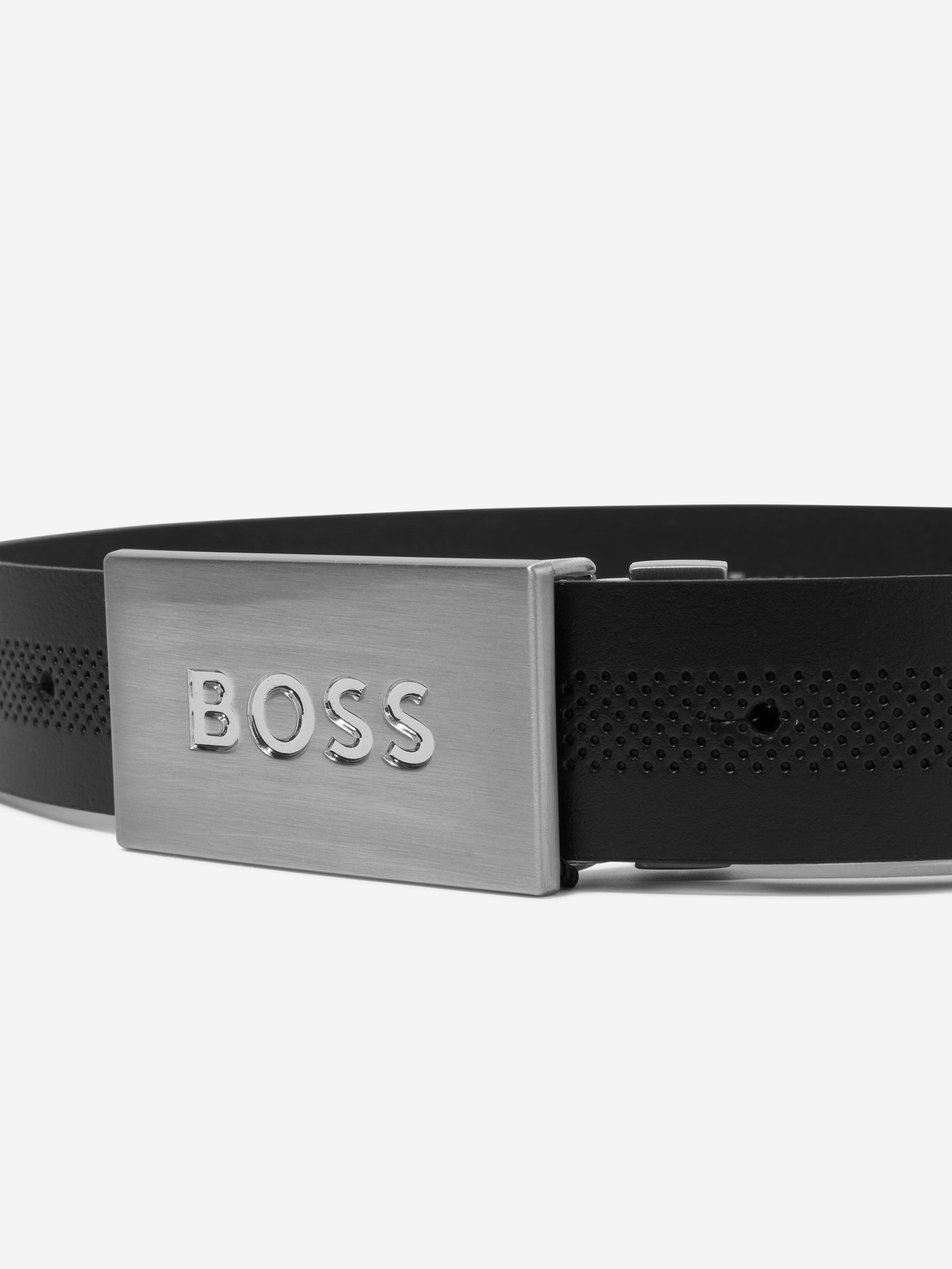 BOSS Boys Leather Belt in Black