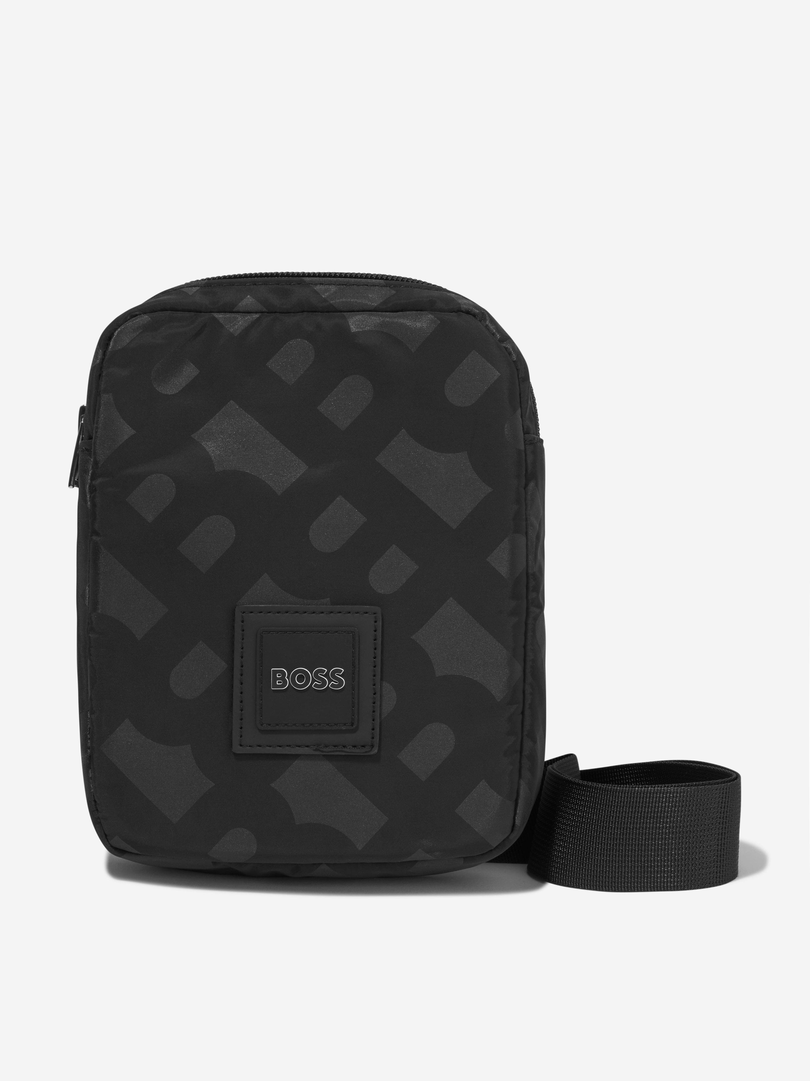 BOSS Boys Monogram Pouch Bag in Black