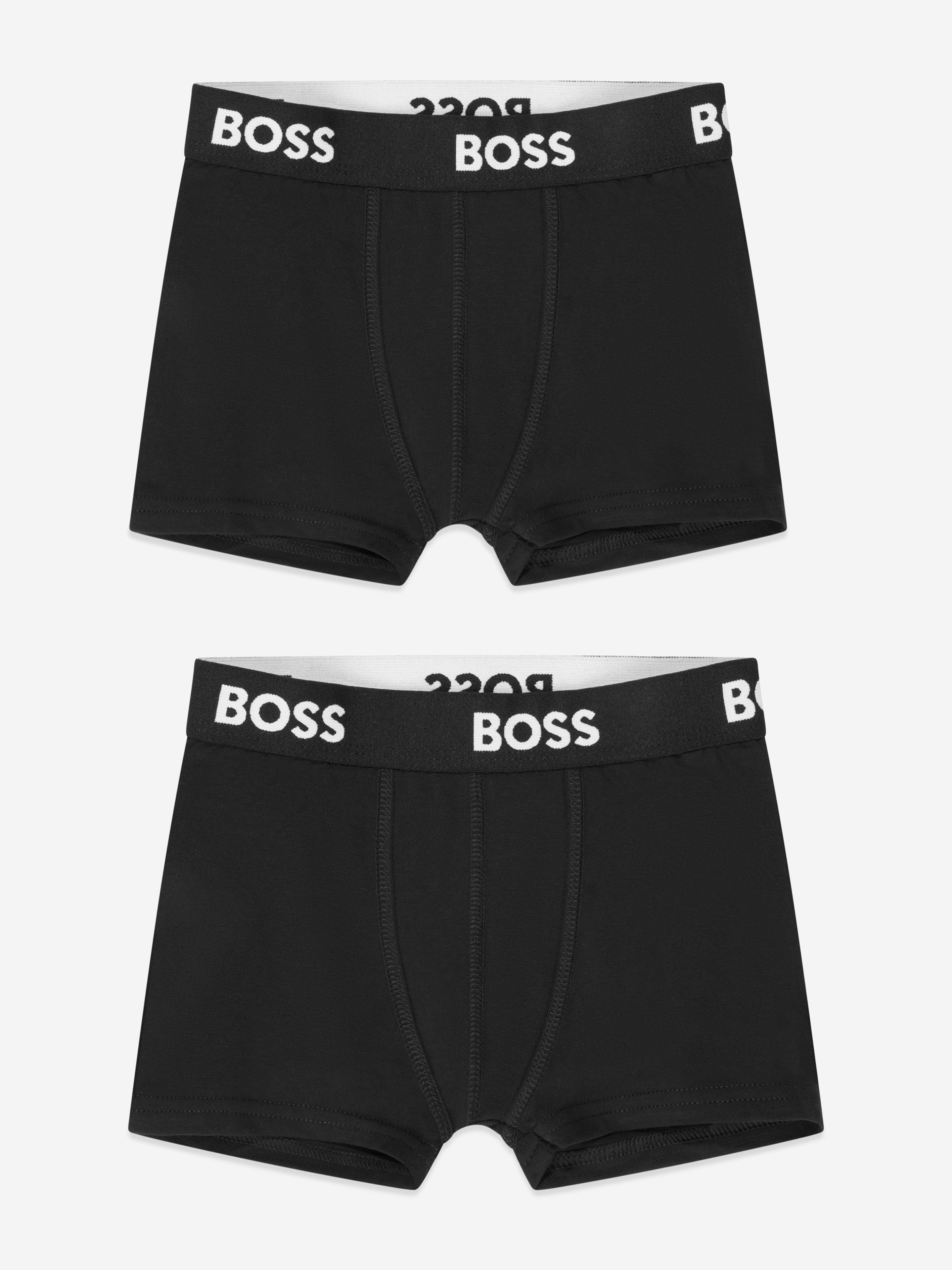 BOSS Boys 2 Pack Boxer Shorts Set in Black