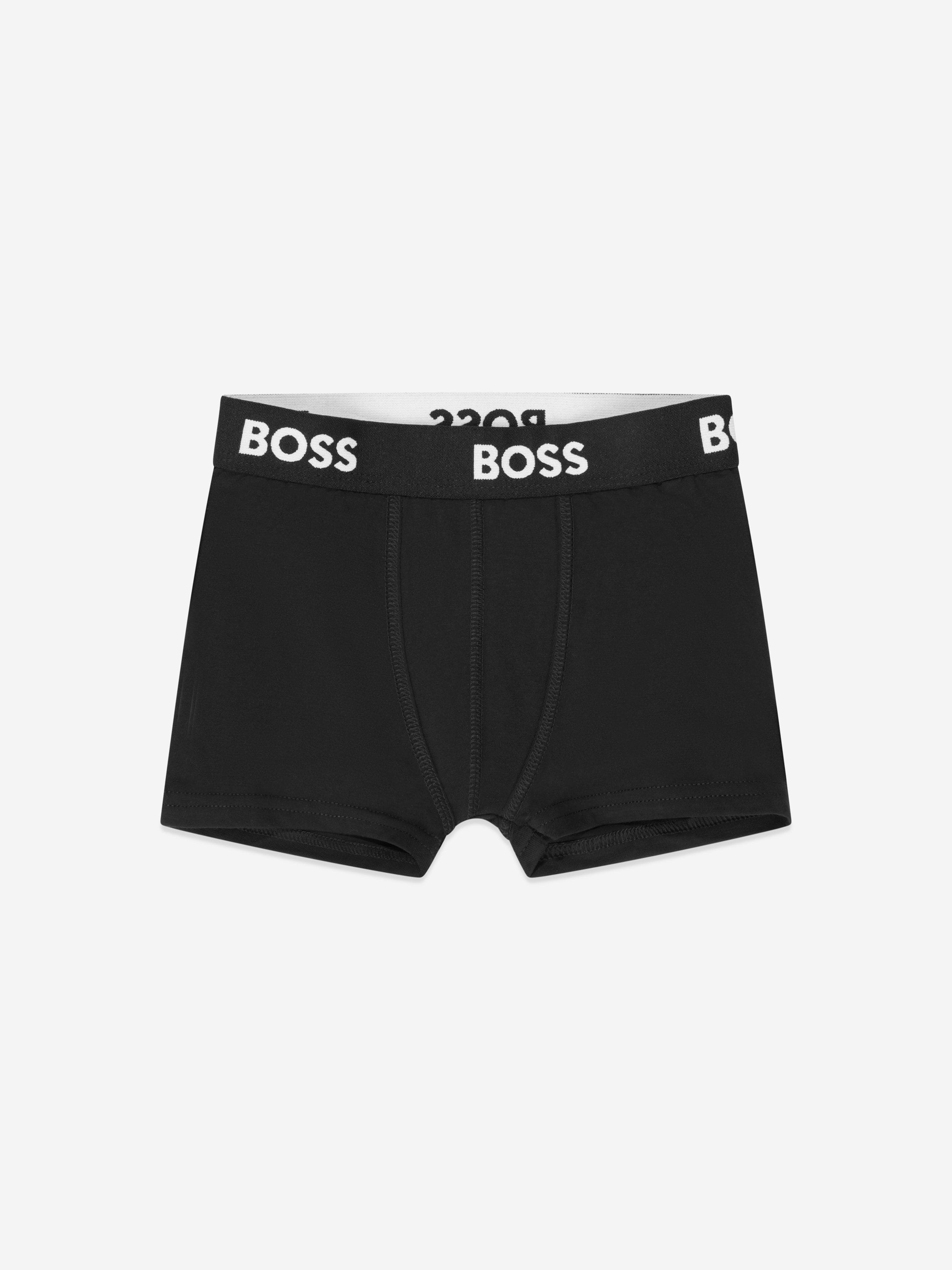 BOSS Boys 2 Pack Boxer Shorts Set in Black