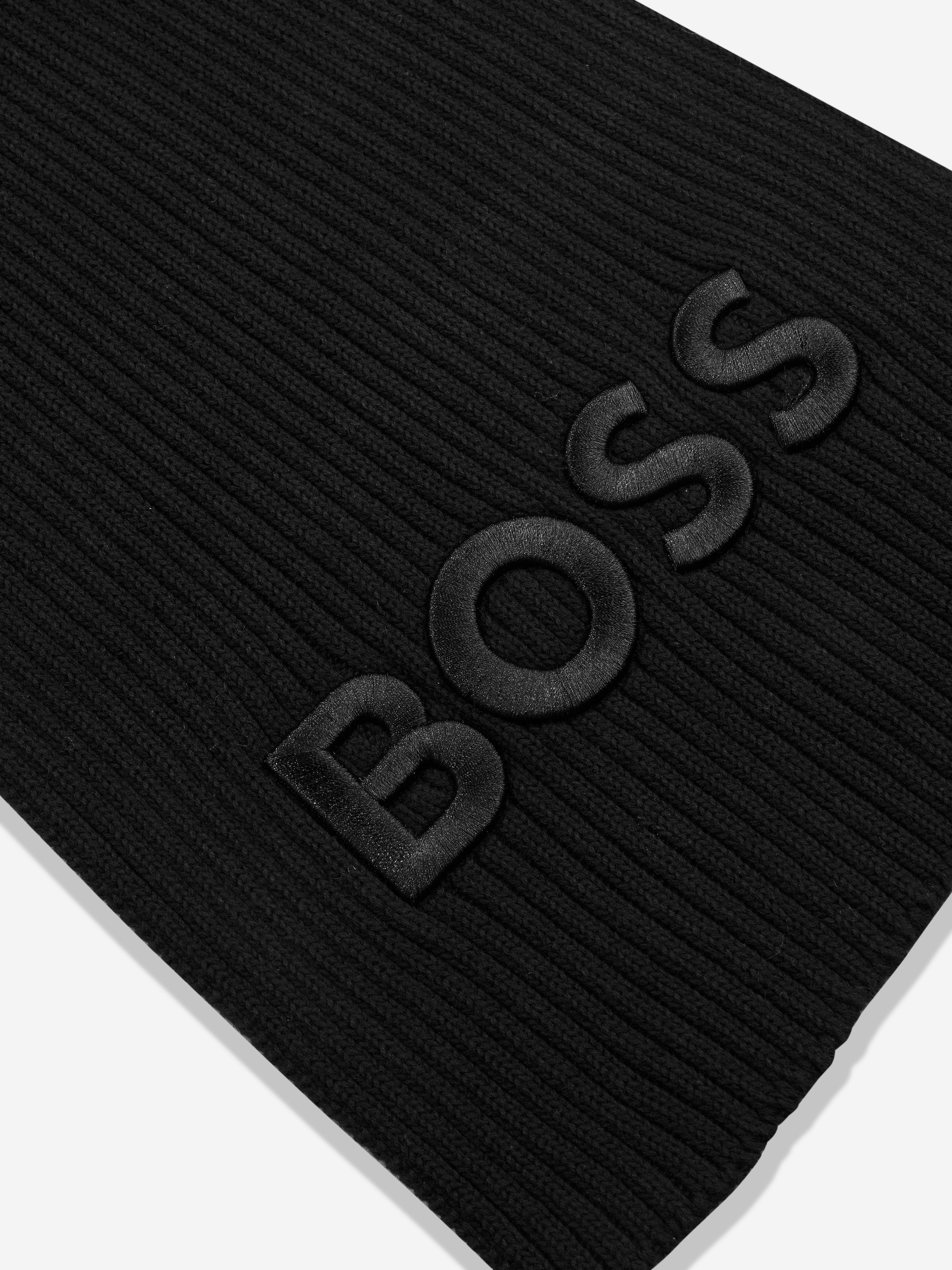 BOSS Boys Knitted Scarf in Black