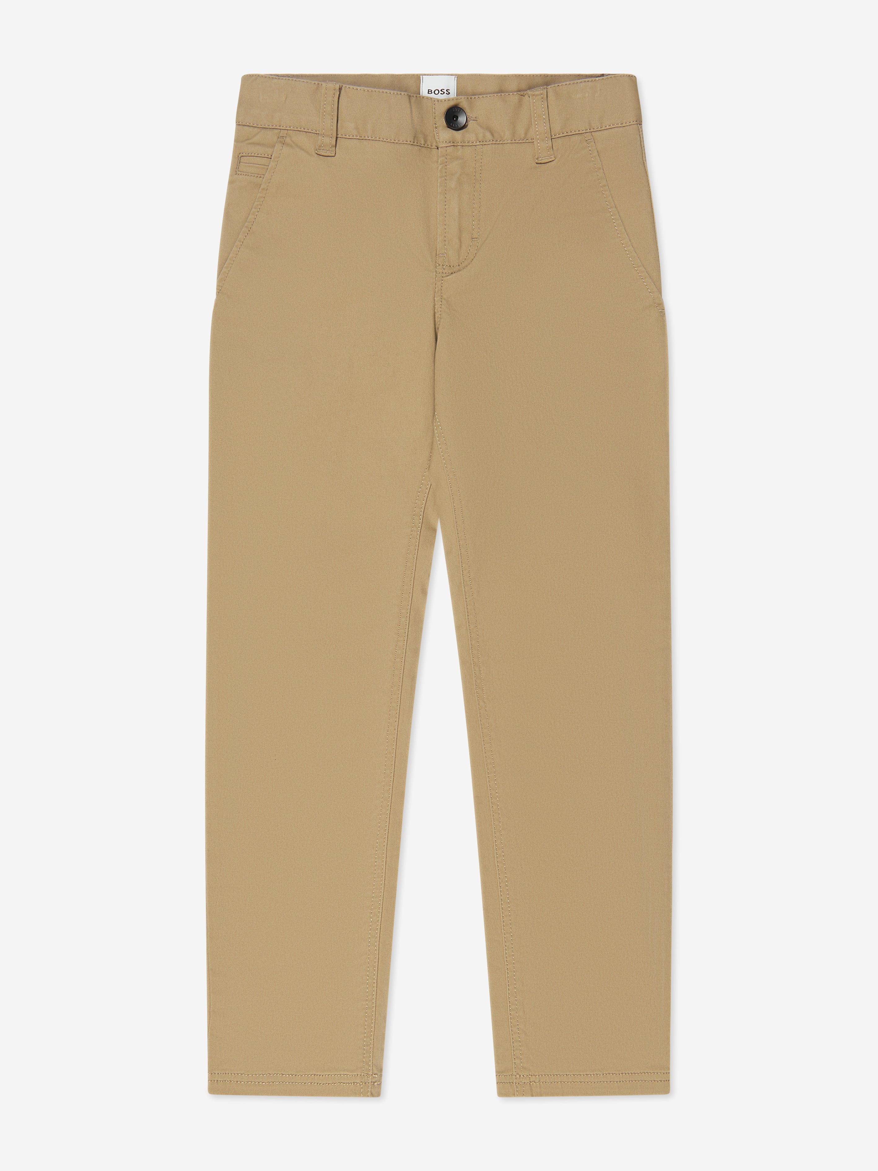 BOSS Boys Slim Fit Trousers in Beige