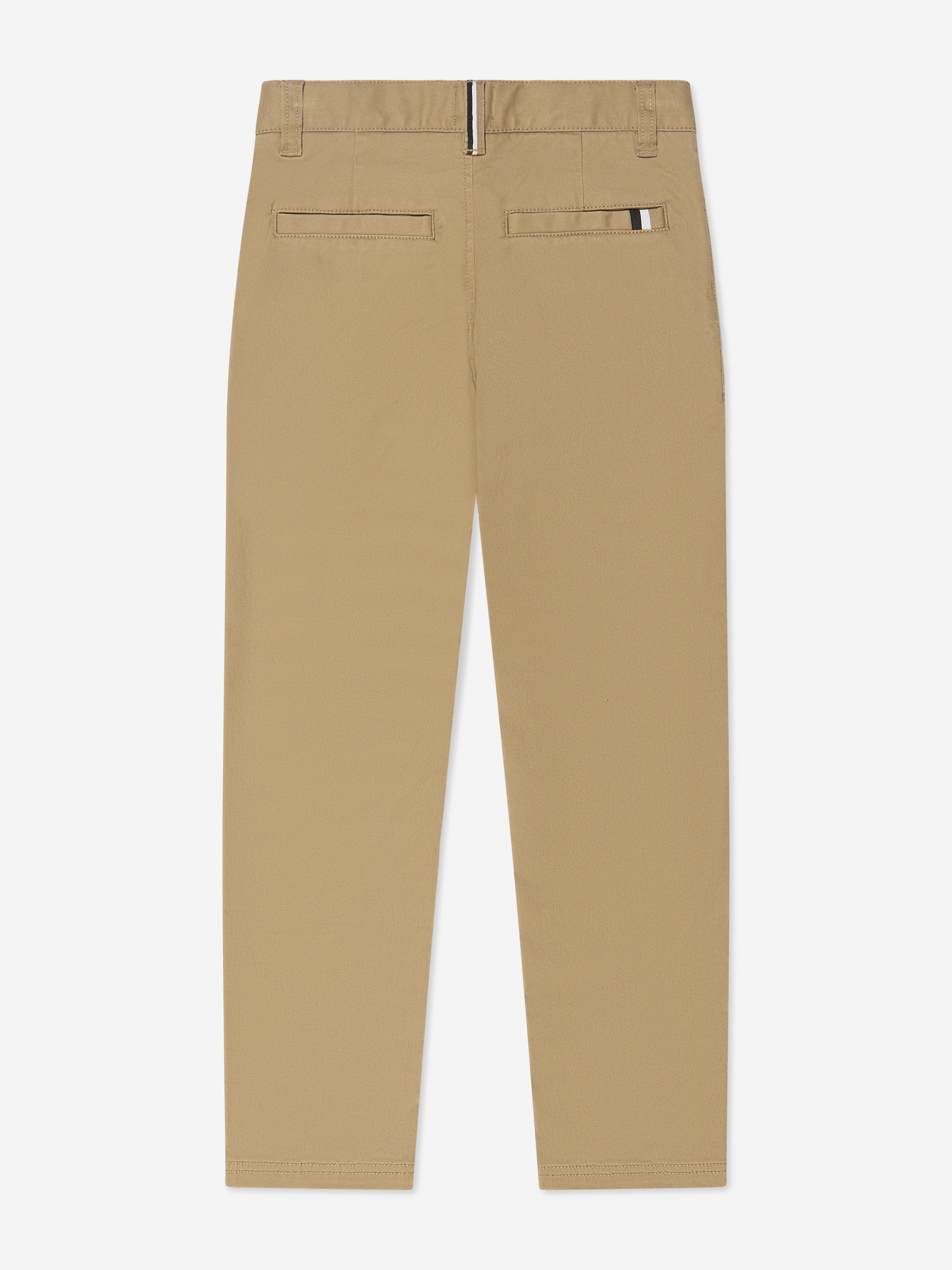 BOSS Boys Slim Fit Trousers in Beige