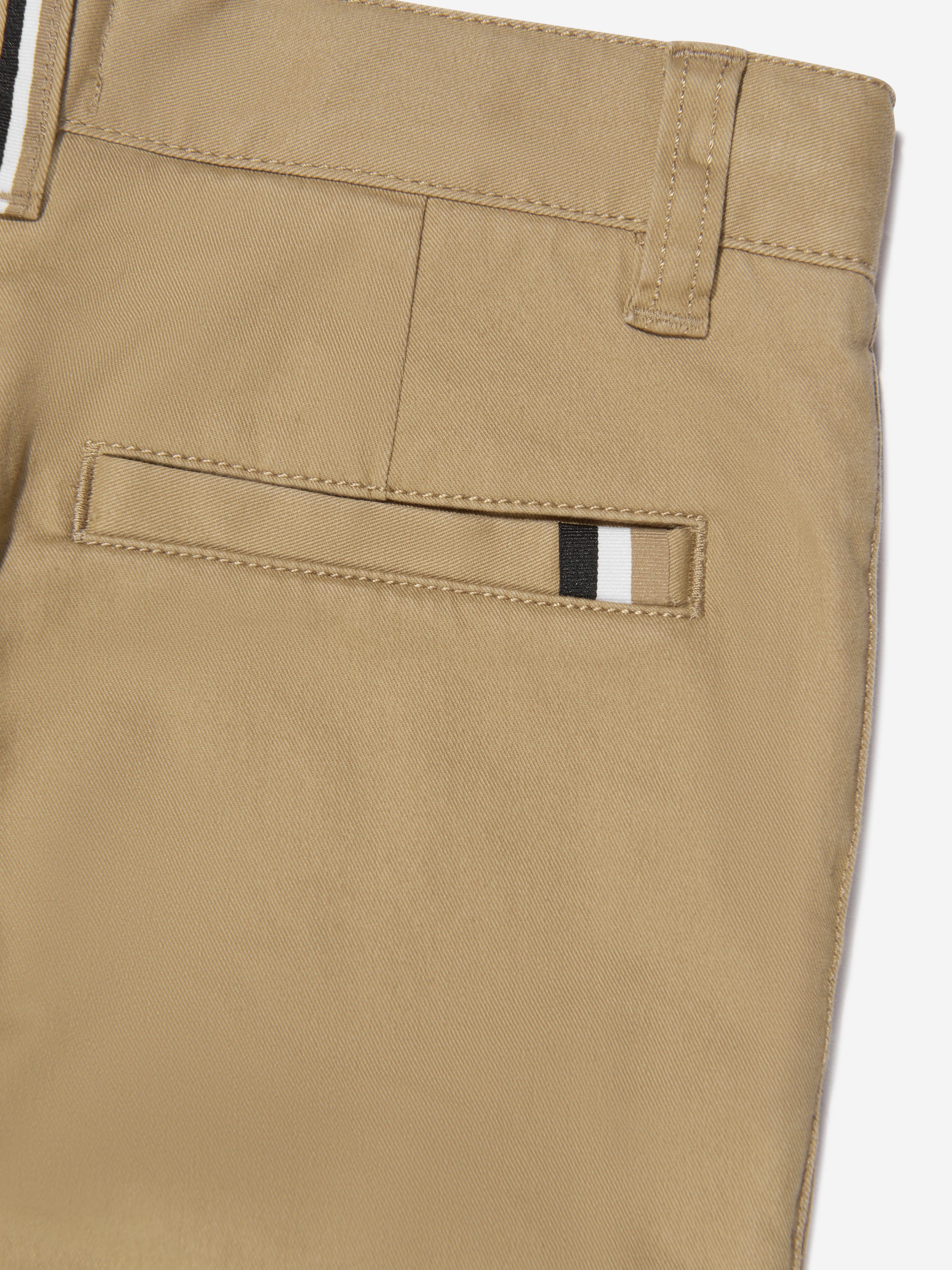 BOSS Boys Slim Fit Trousers in Beige