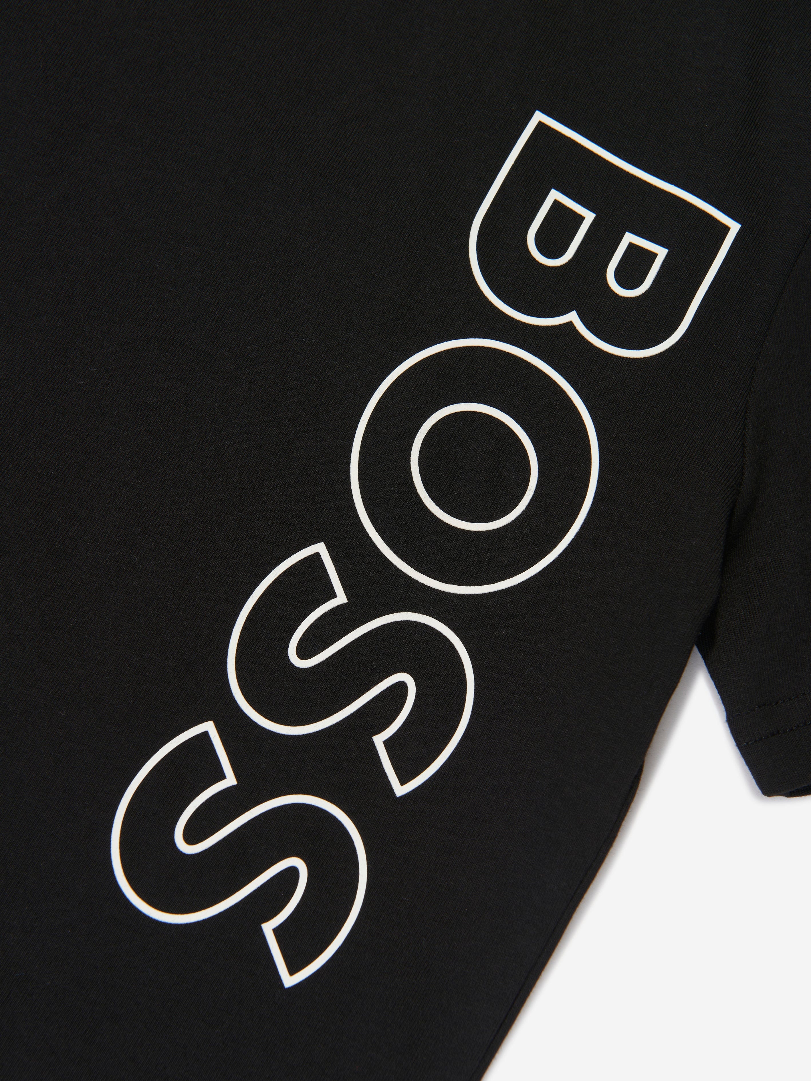 BOSS Boys Logo Print T-Shirt in Black