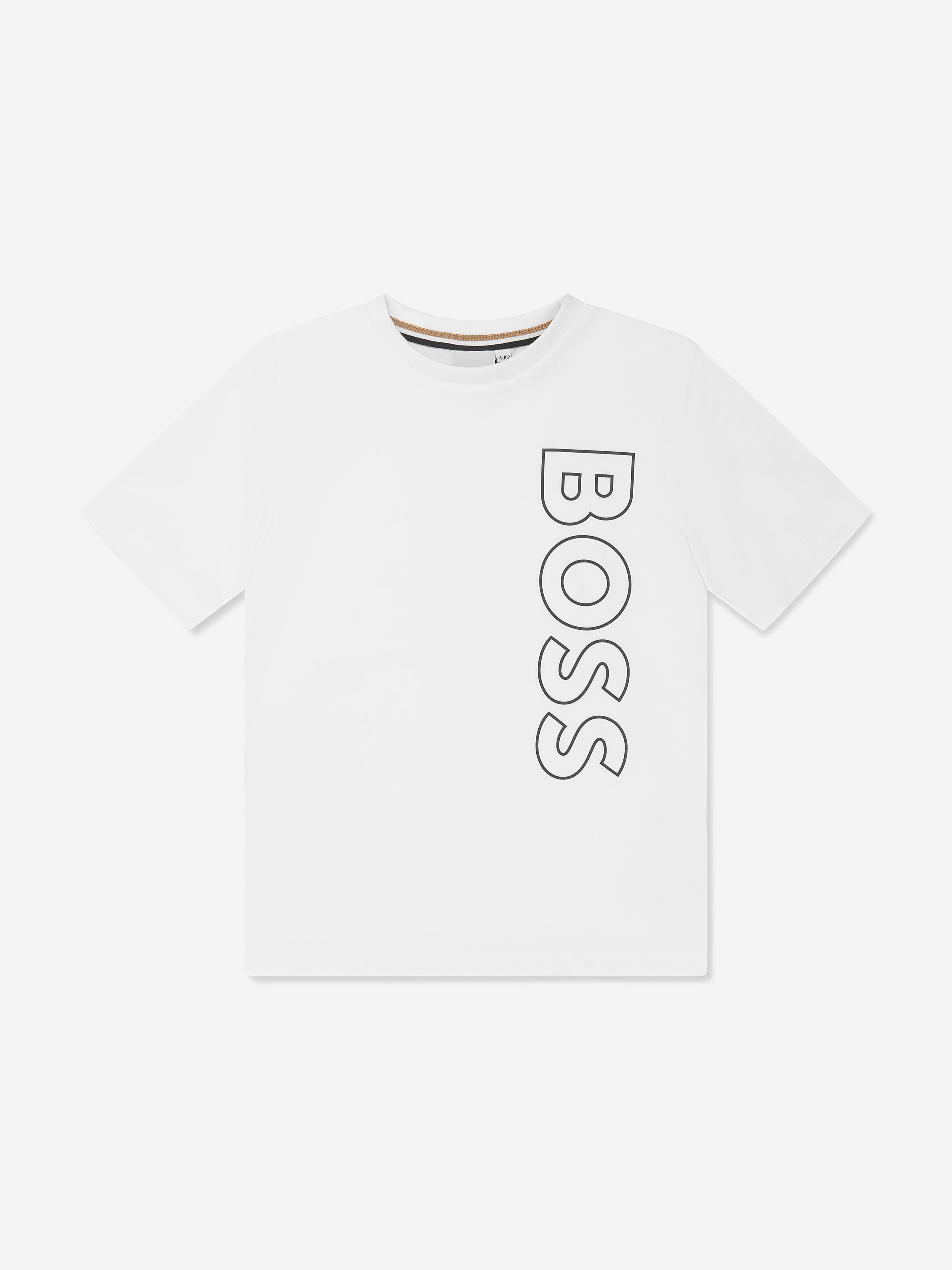 BOSS Boys Logo Print T-Shirt in White