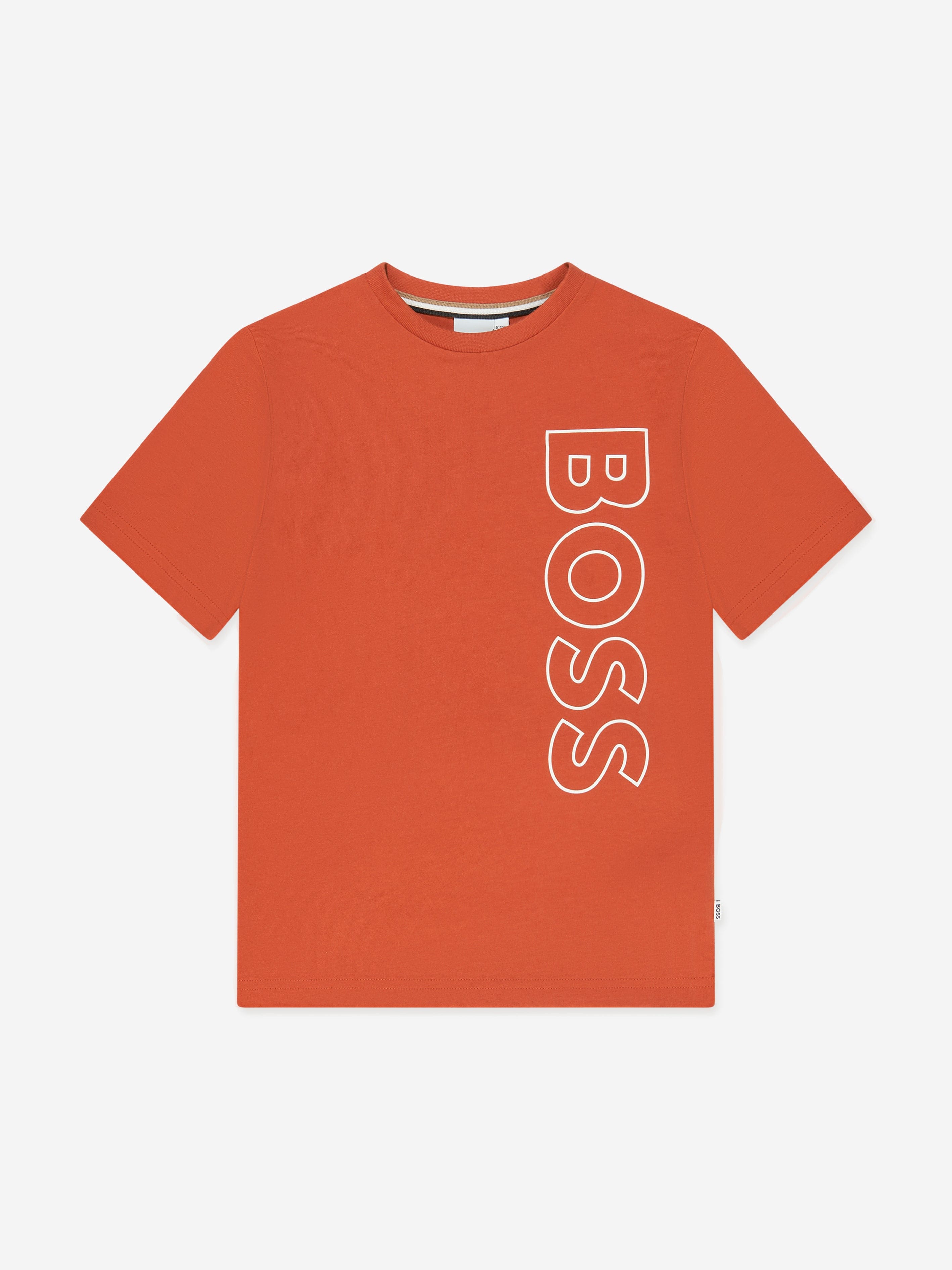 BOSS Boys Logo Print T-Shirt in Orange