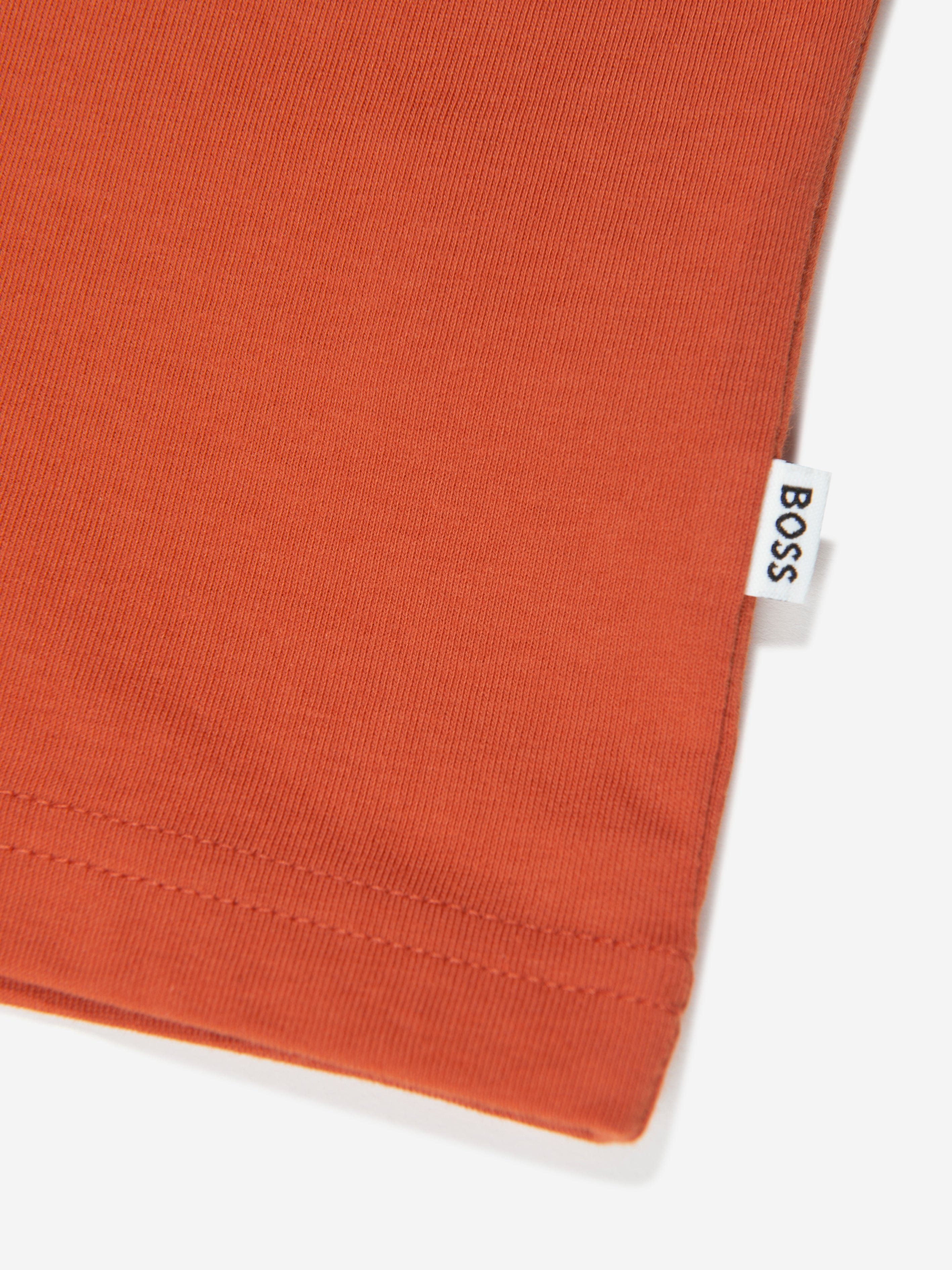 BOSS Boys Logo Print T-Shirt in Orange