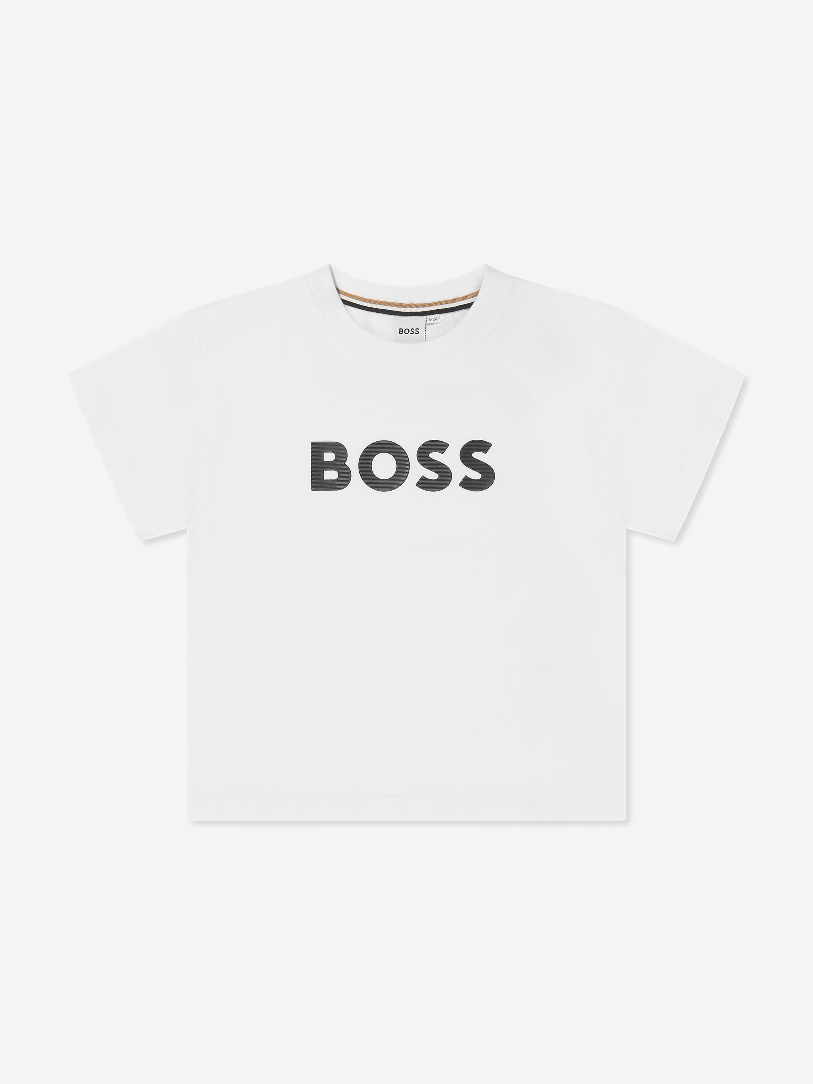 BOSS Boys Logo Print T-Shirt in White