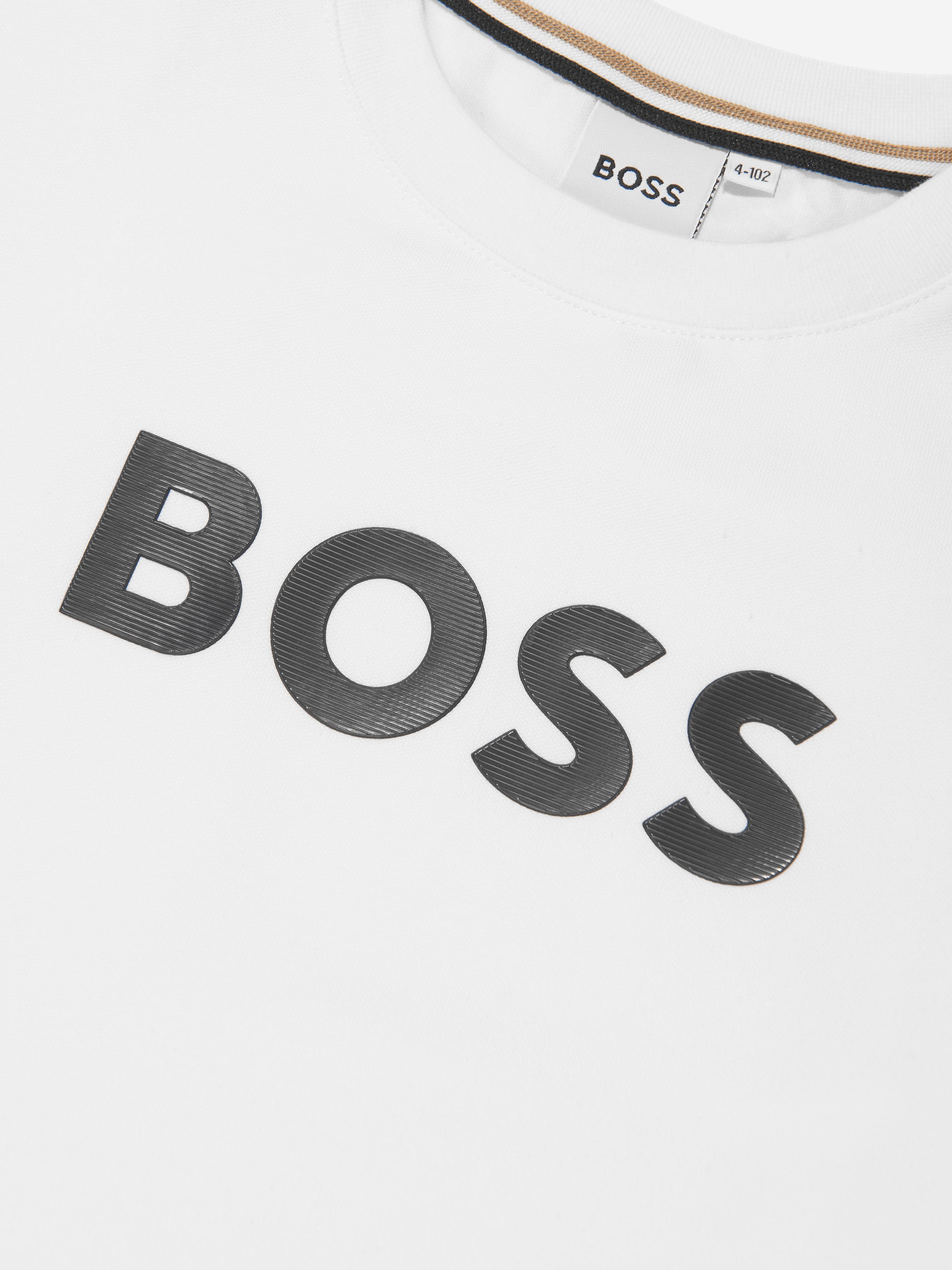 BOSS Boys Logo Print T-Shirt in White