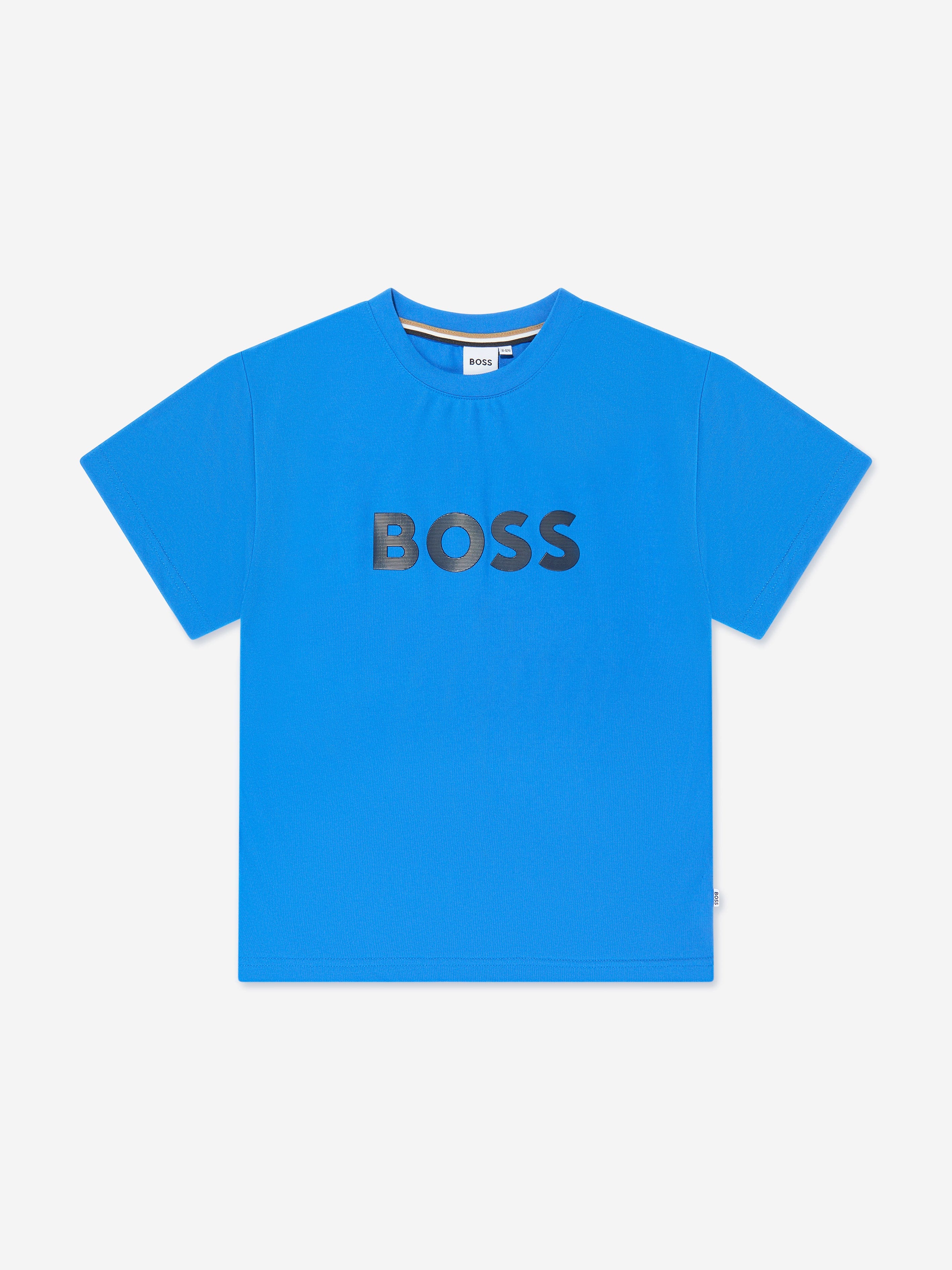 BOSS Boys Logo Print T-Shirt in Blue