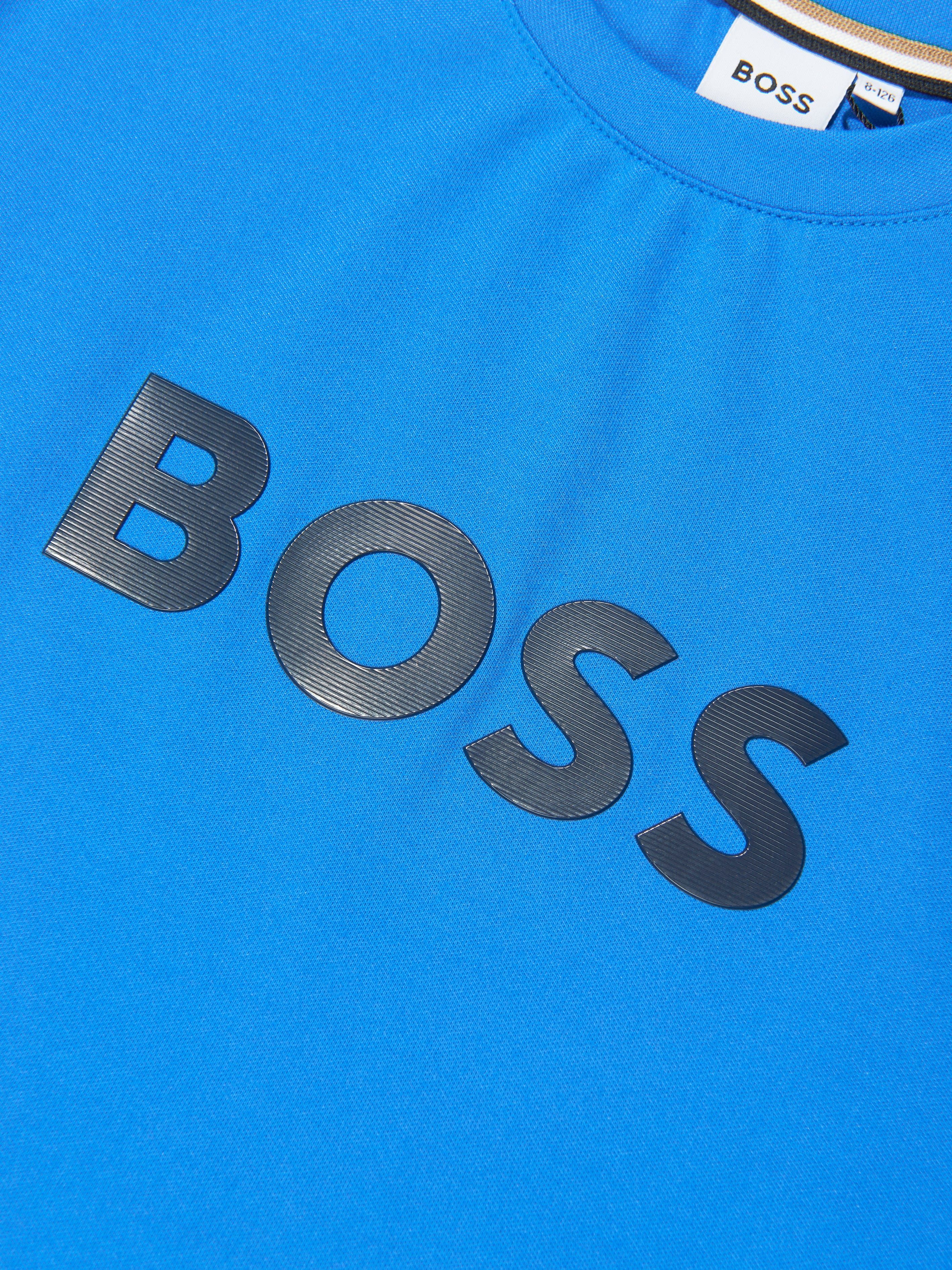 BOSS Boys Logo Print T-Shirt in Blue