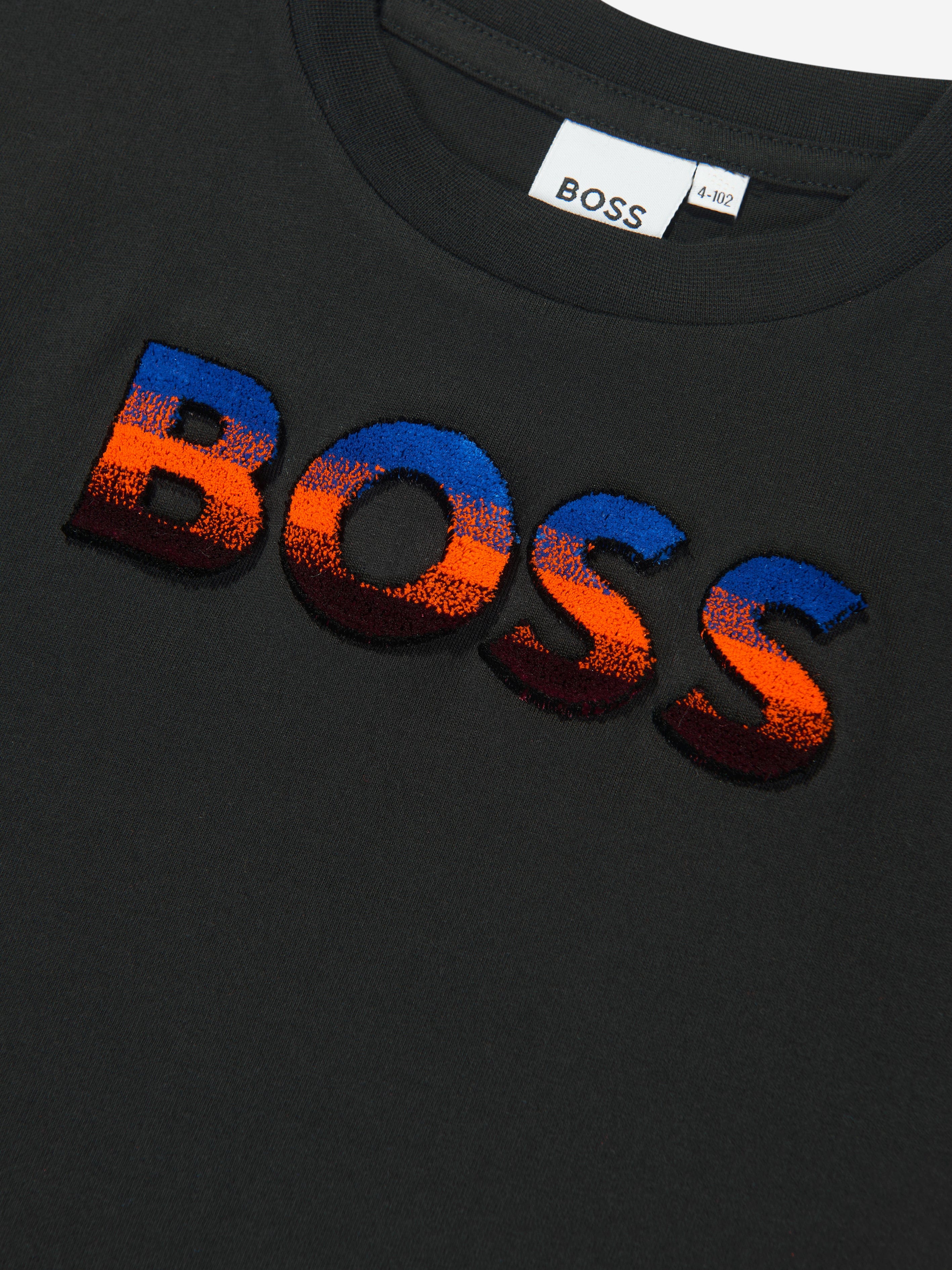 BOSS Boys Logo T-Shirt in Black