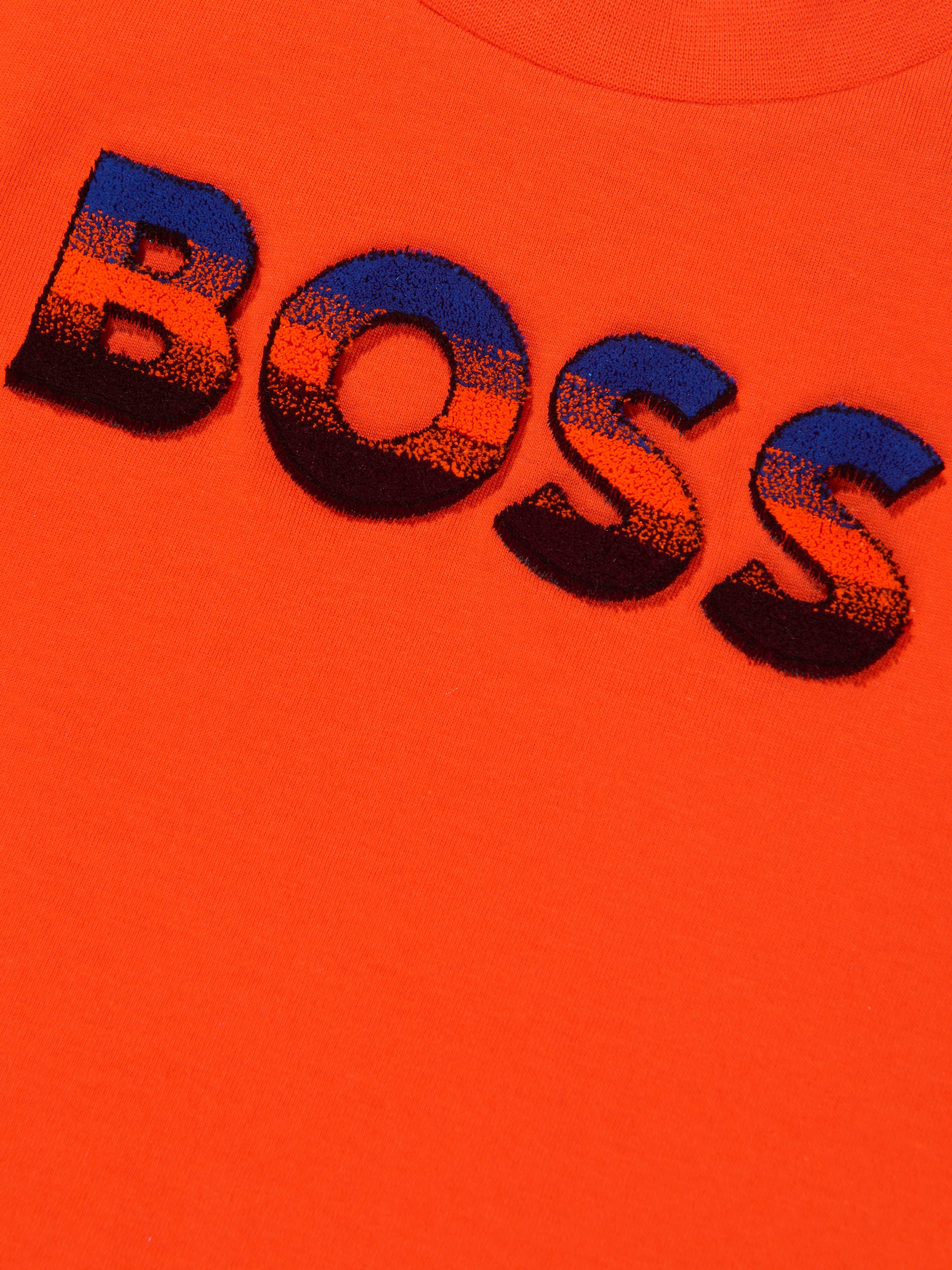 BOSS Boys Logo T-Shirt in Orange