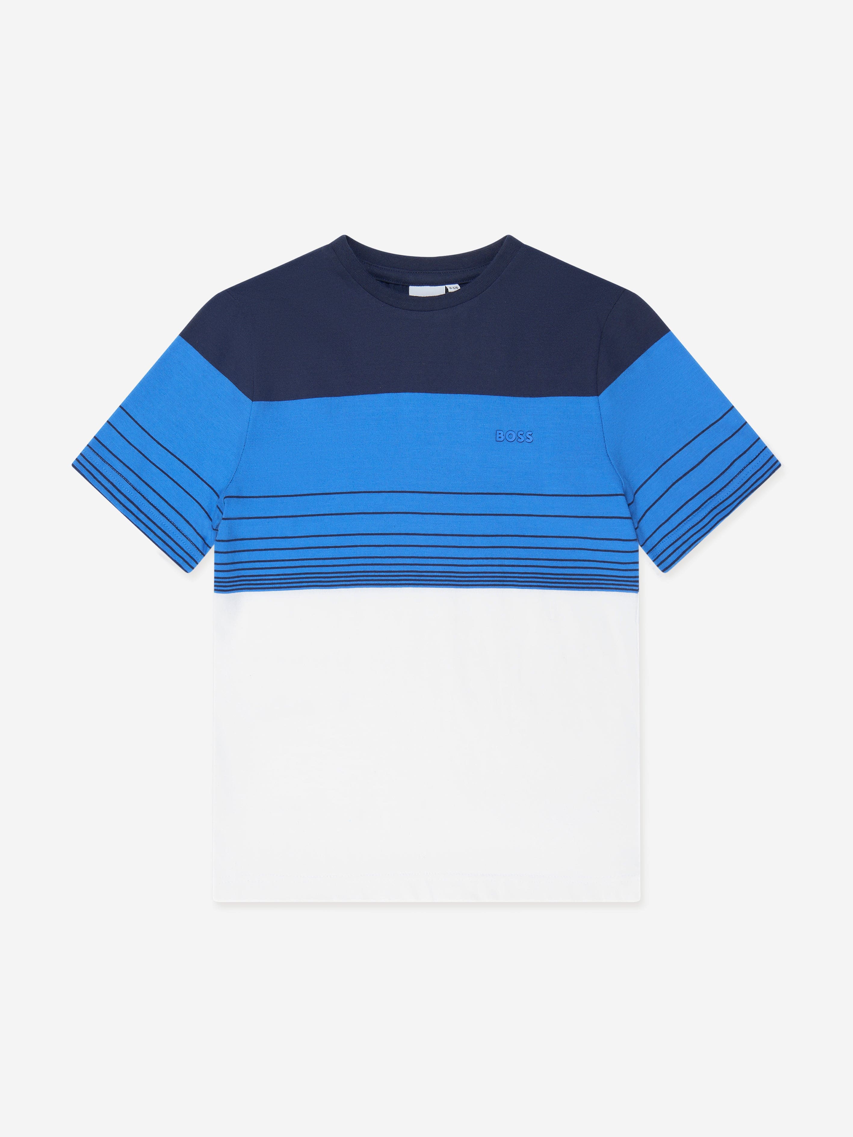 BOSS Boys Striped T-Shirt in Blue