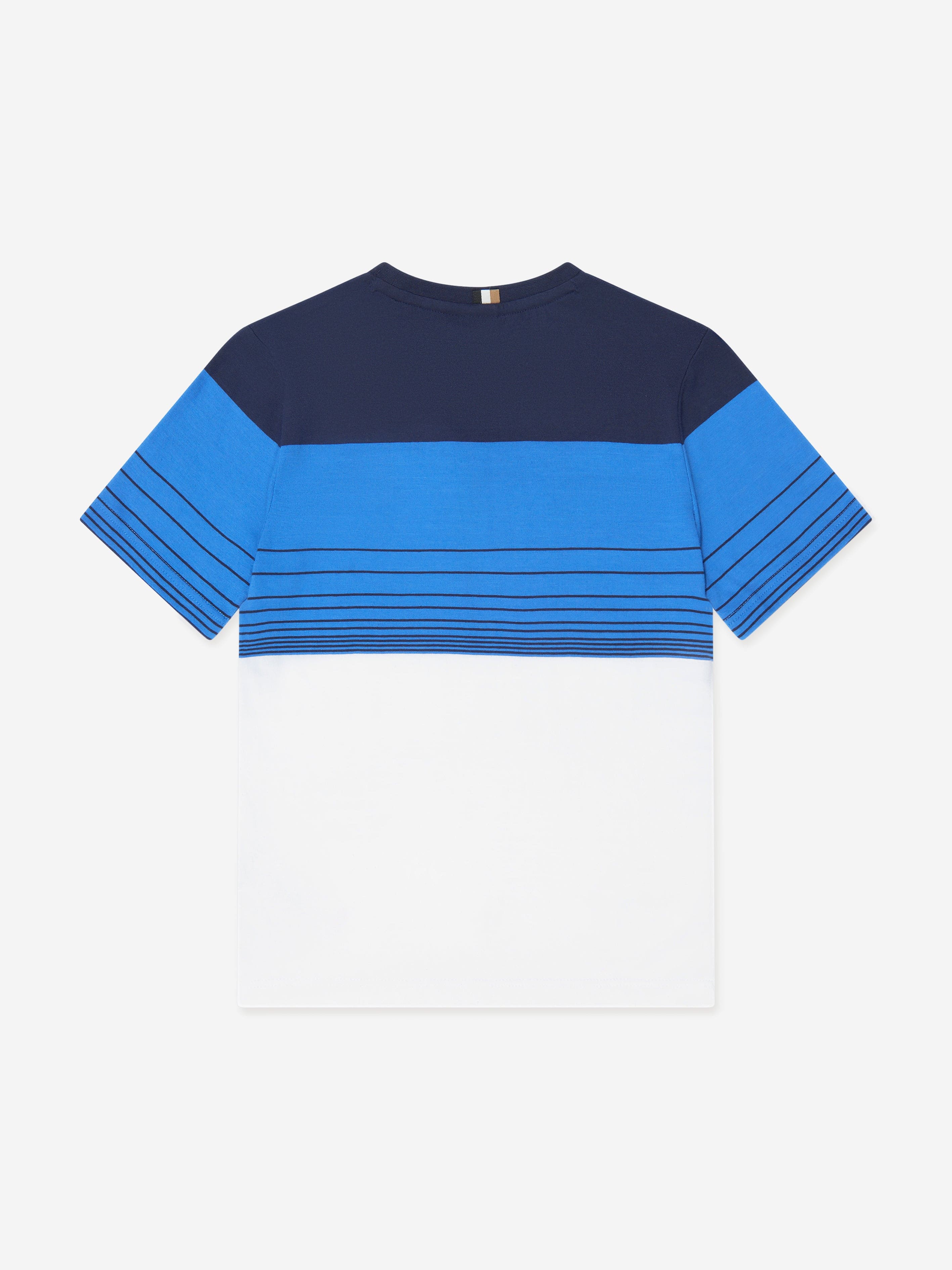 BOSS Boys Striped T-Shirt in Blue