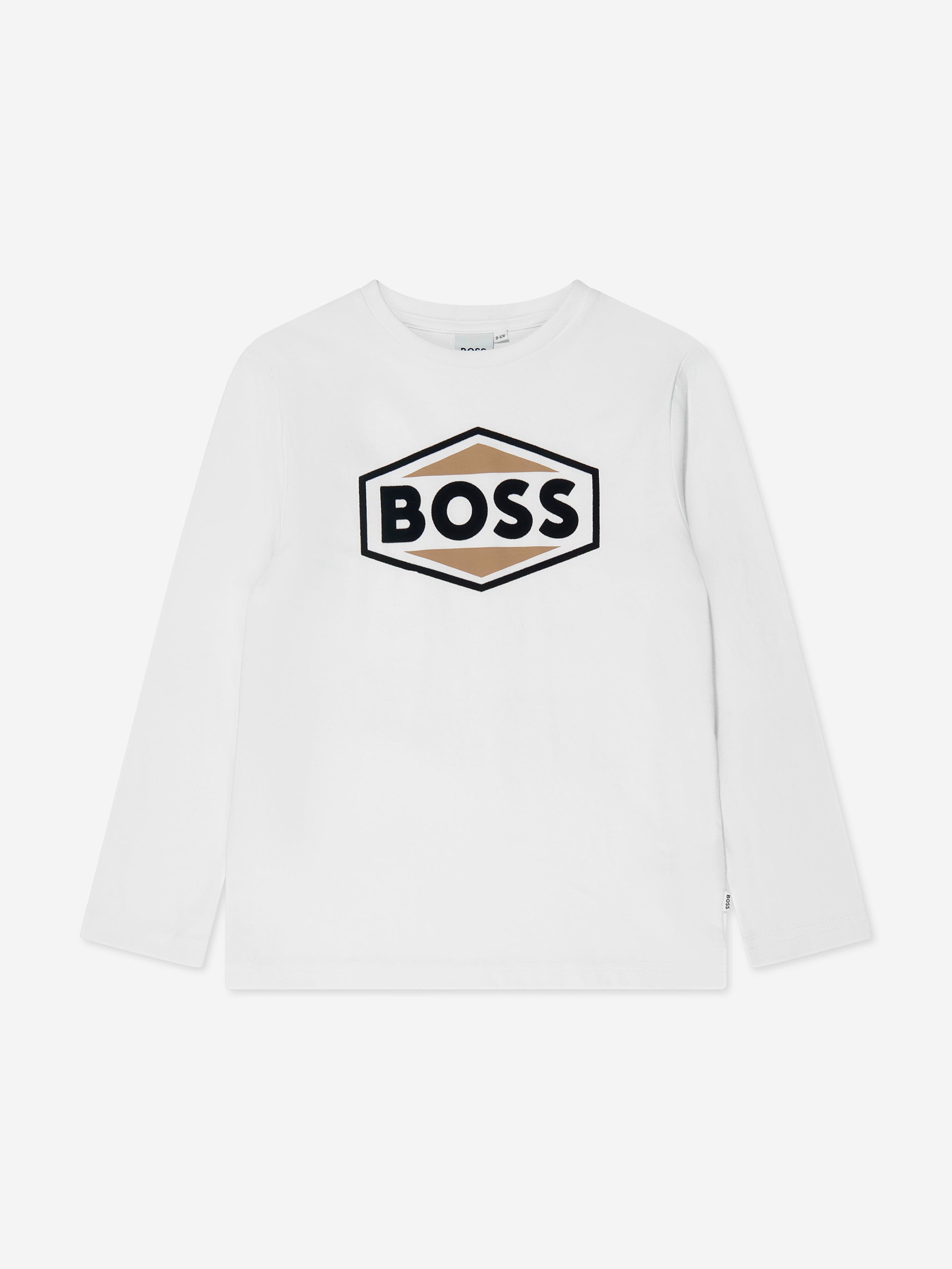 BOSS Boys Long Sleeve T-Shirt in White