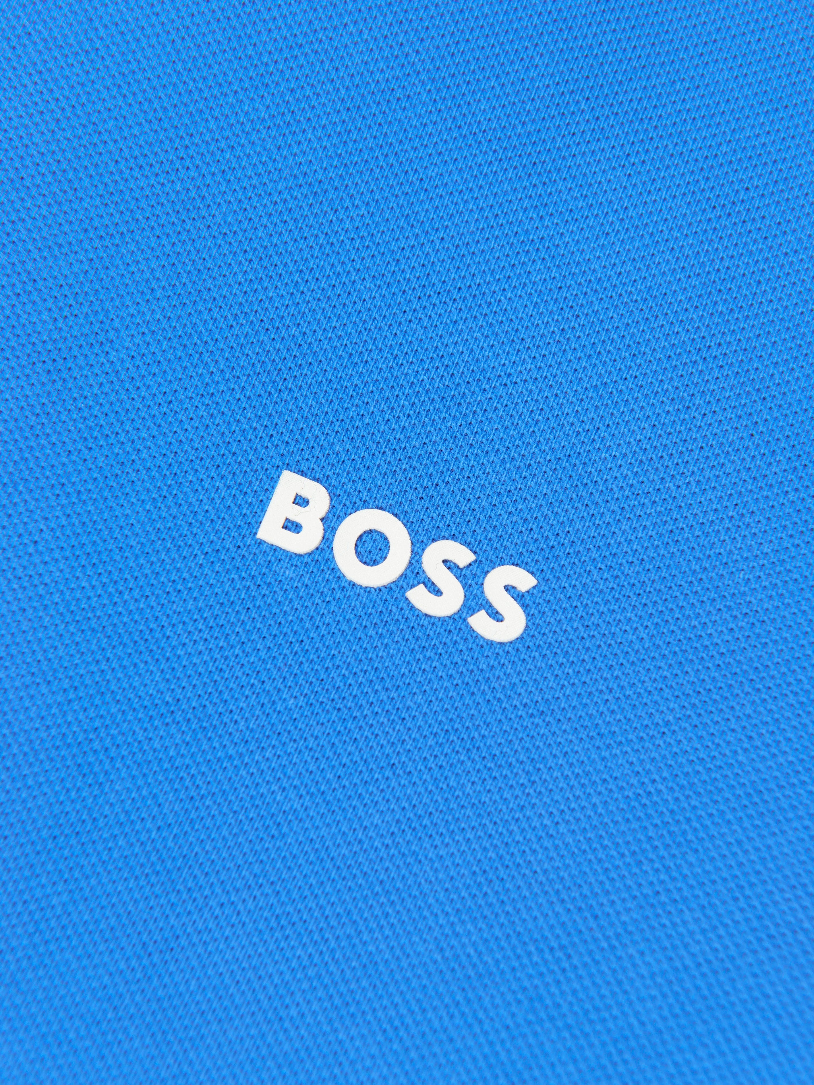 BOSS Boys Logo Print Polo Shirt in Blue