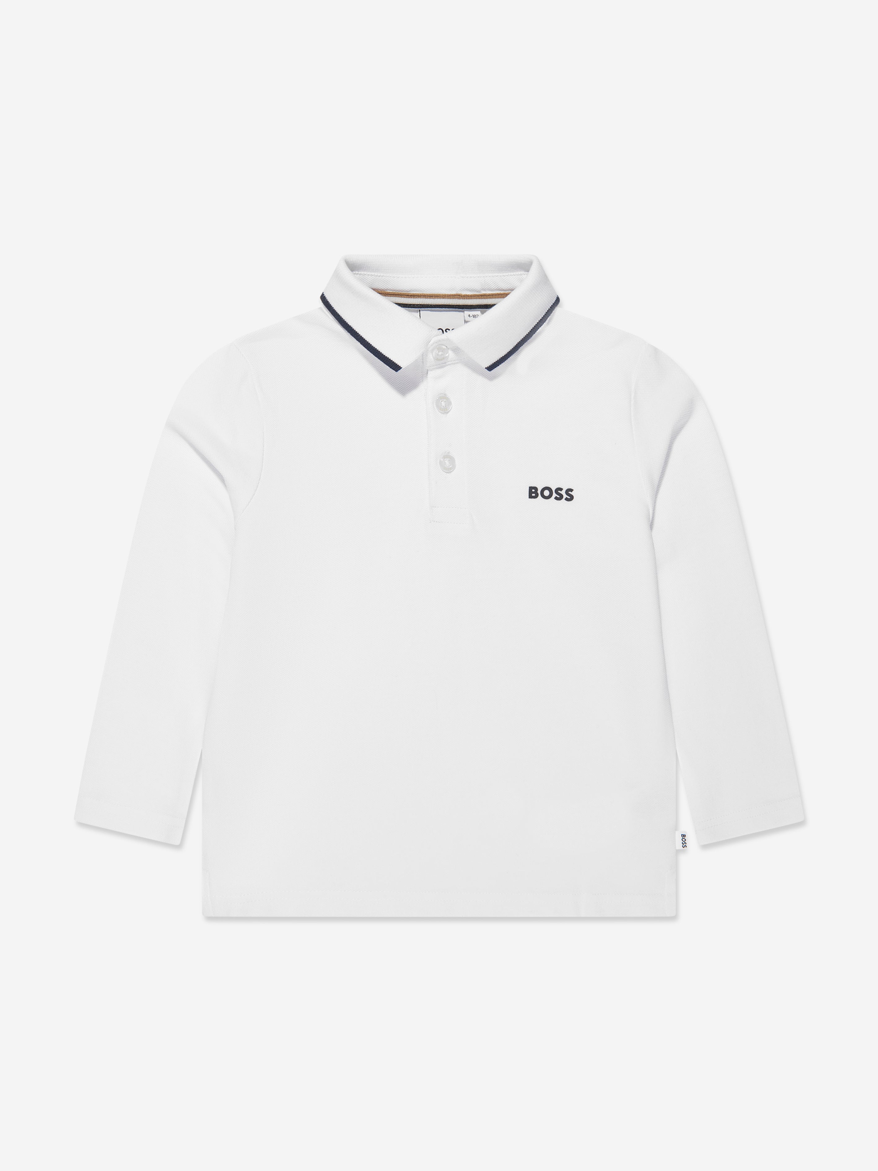 BOSS Boys Long Sleeve Polo Shirt in White