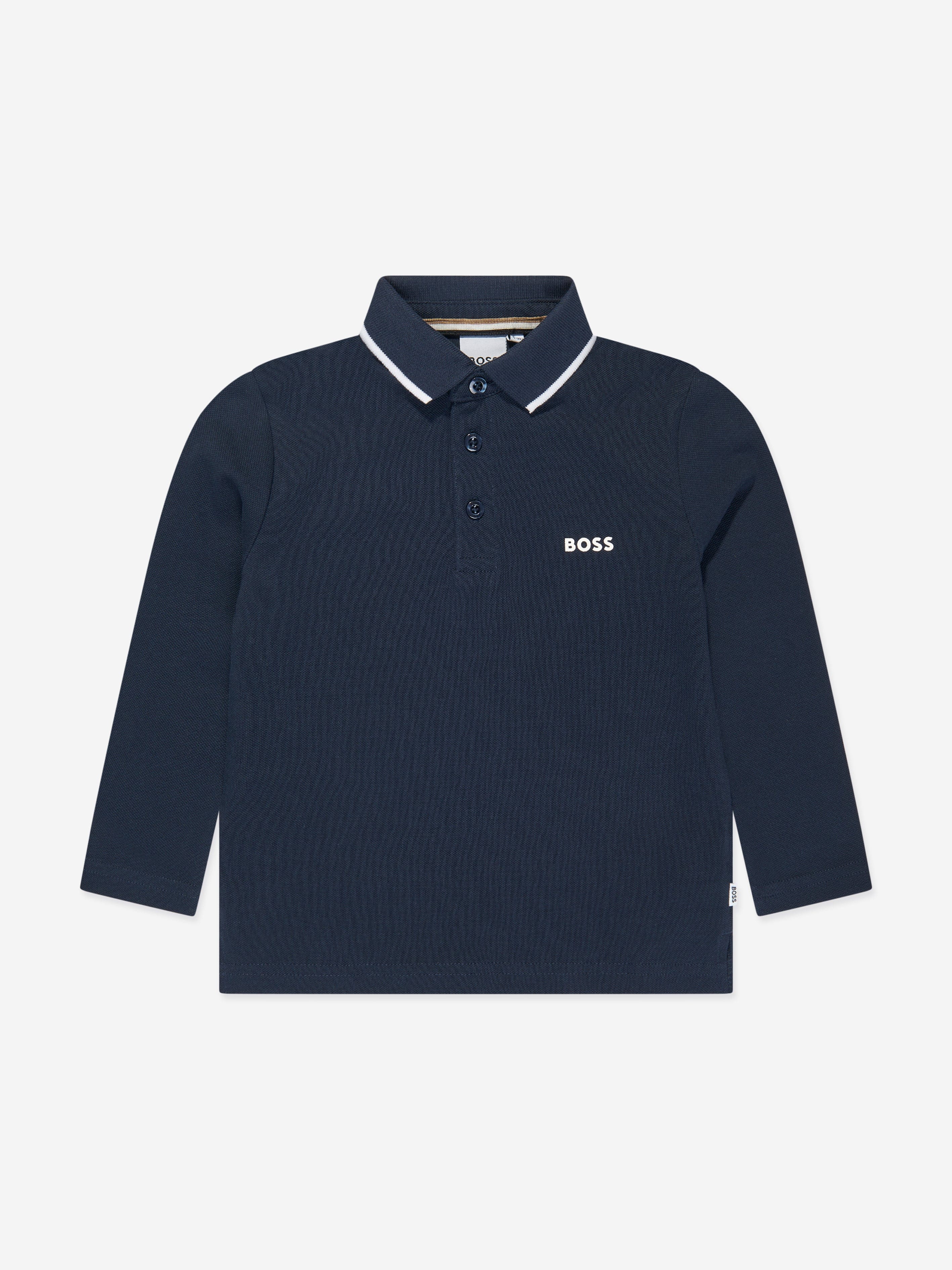 BOSS Boys Long Sleeve Polo Shirt in Navy