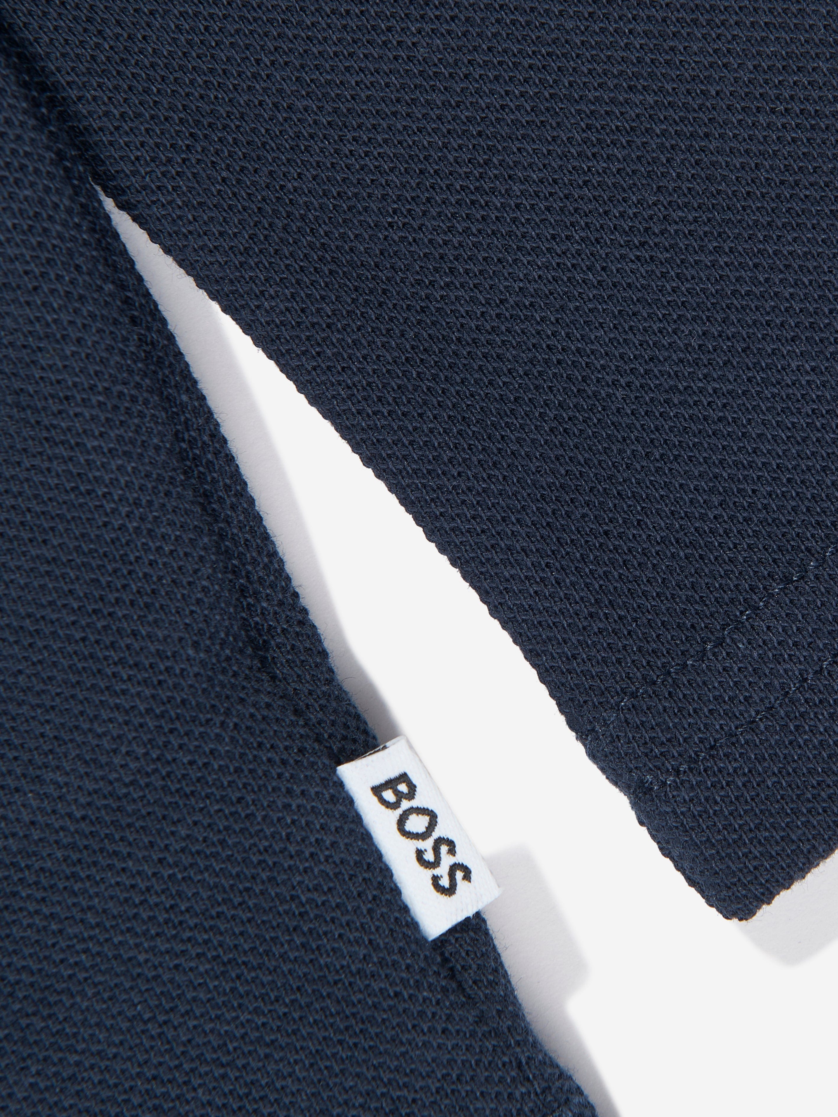 BOSS Boys Long Sleeve Polo Shirt in Navy