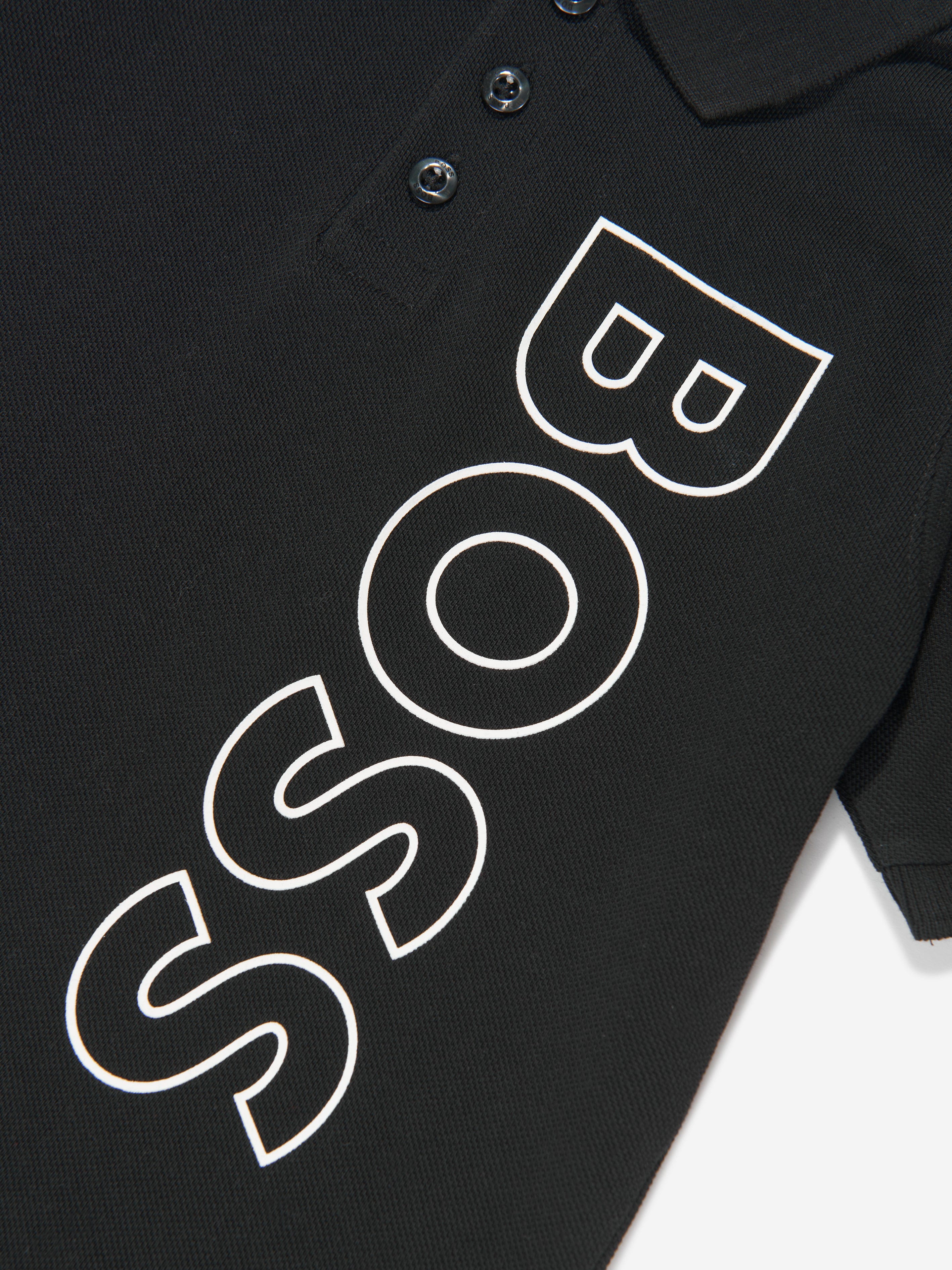 BOSS Boys Logo Polo Shirt in Black