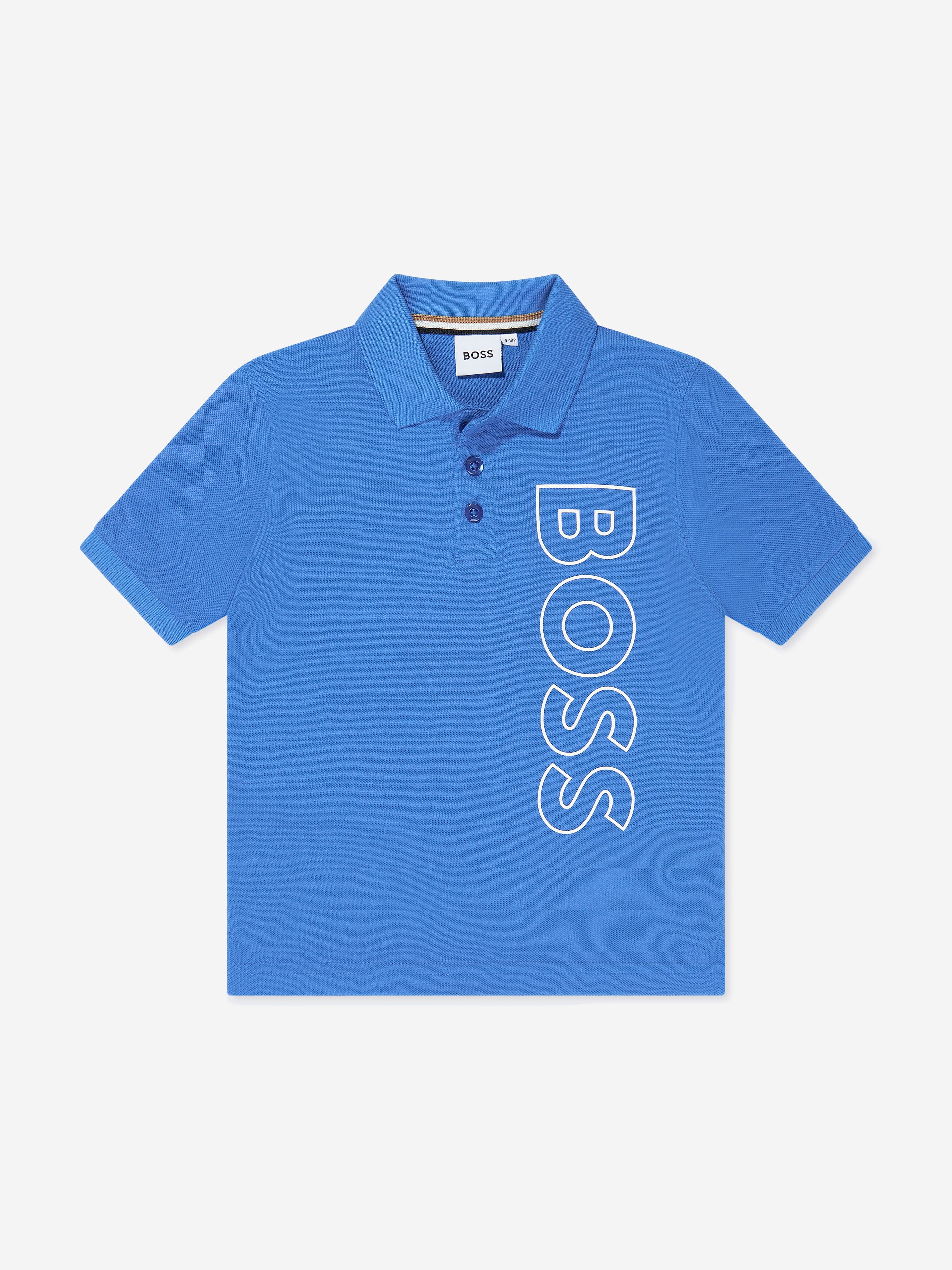 BOSS Boys Logo Polo Shirt in Blue