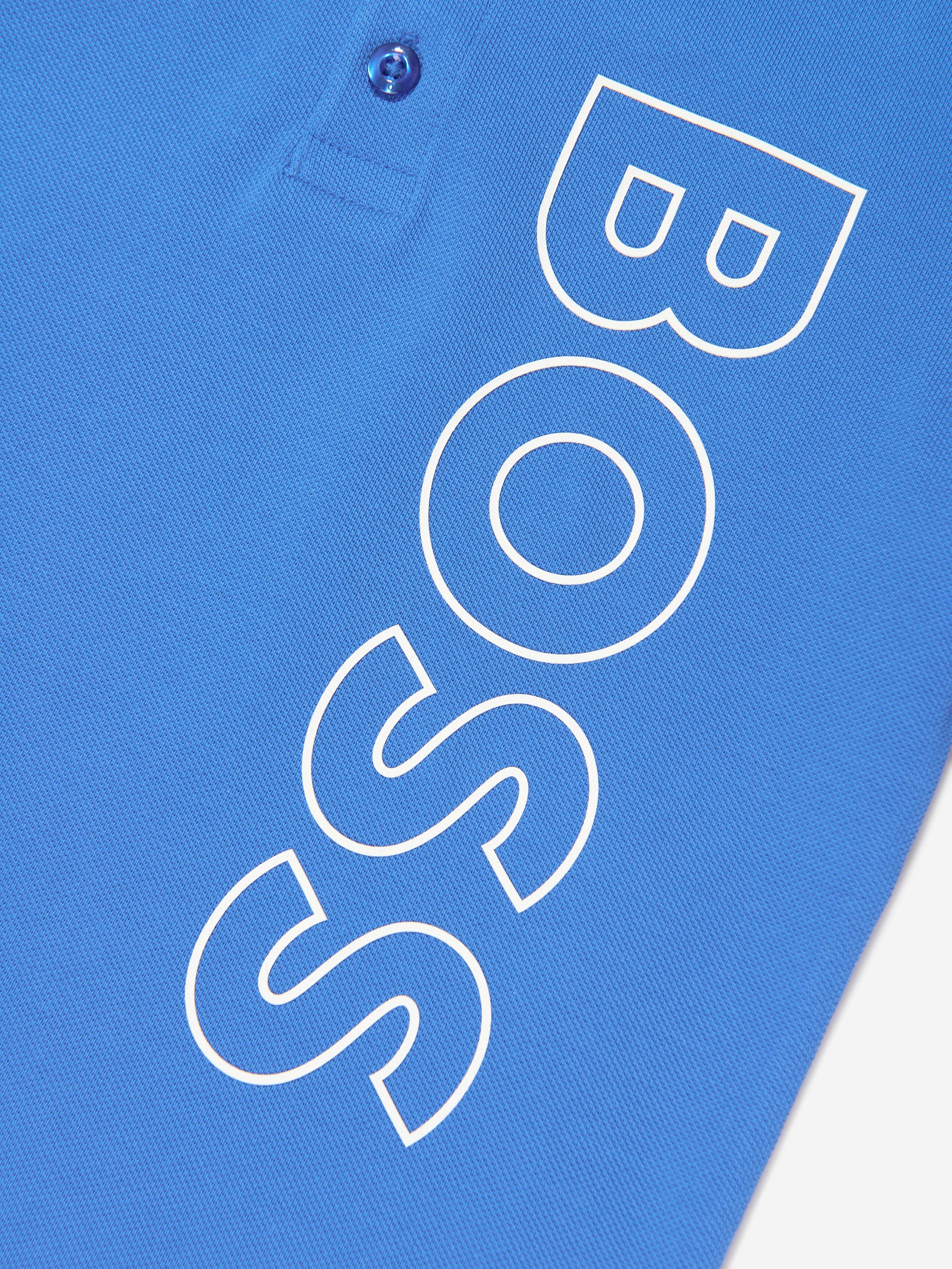 BOSS Boys Logo Polo Shirt in Blue