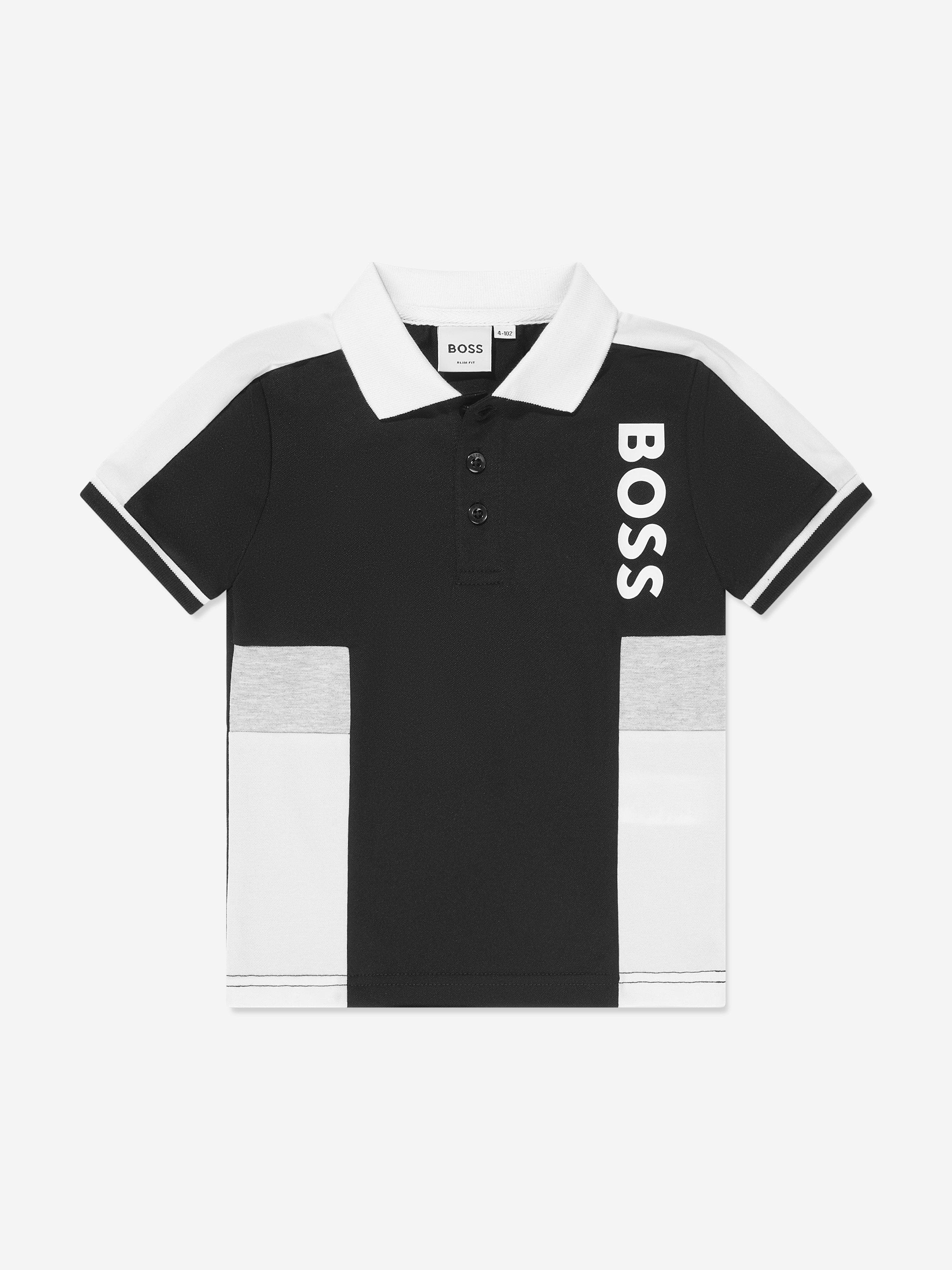 BOSS Boys Colourblock Polo Shirt in Black