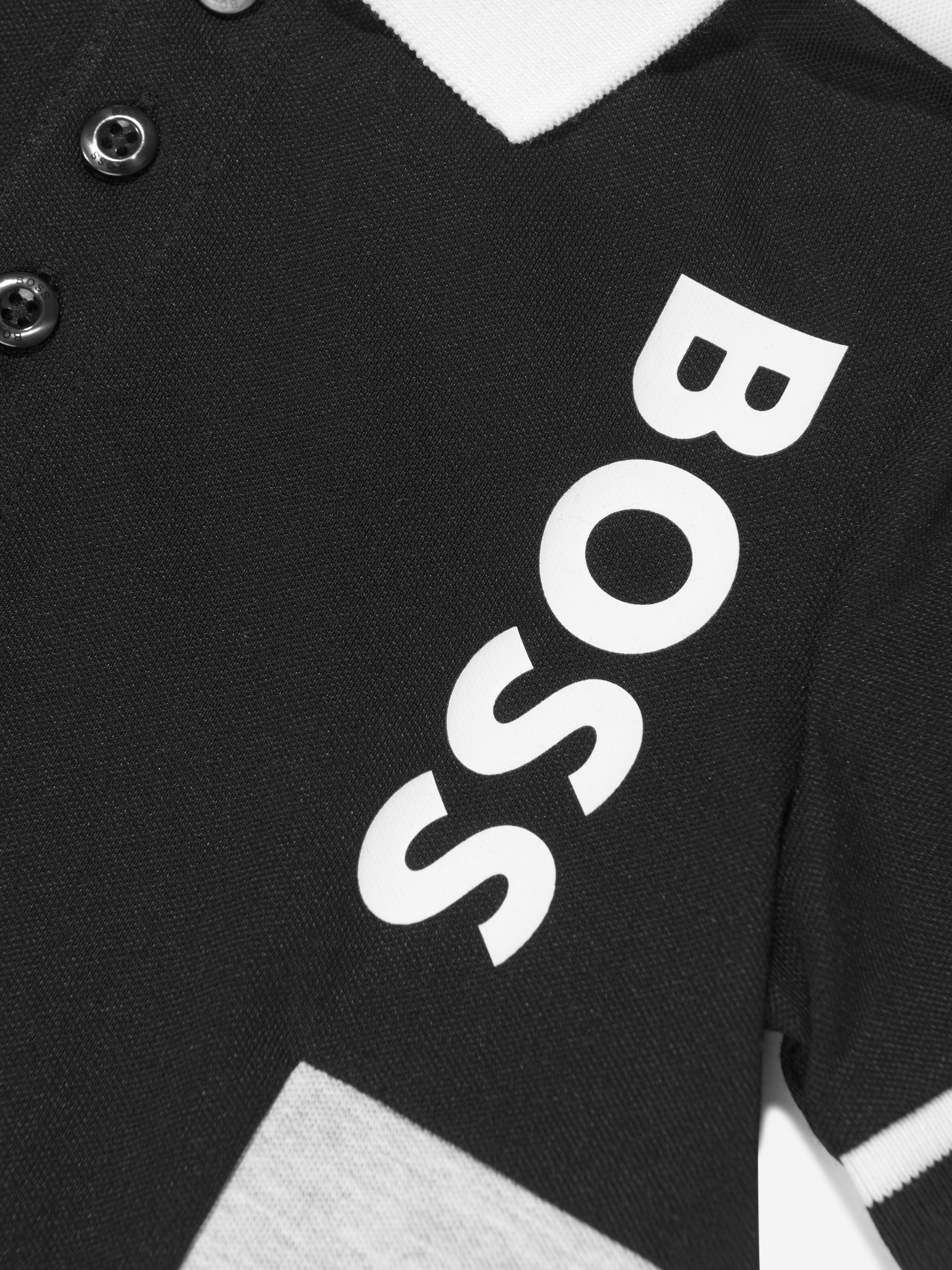 BOSS Boys Colourblock Polo Shirt in Black