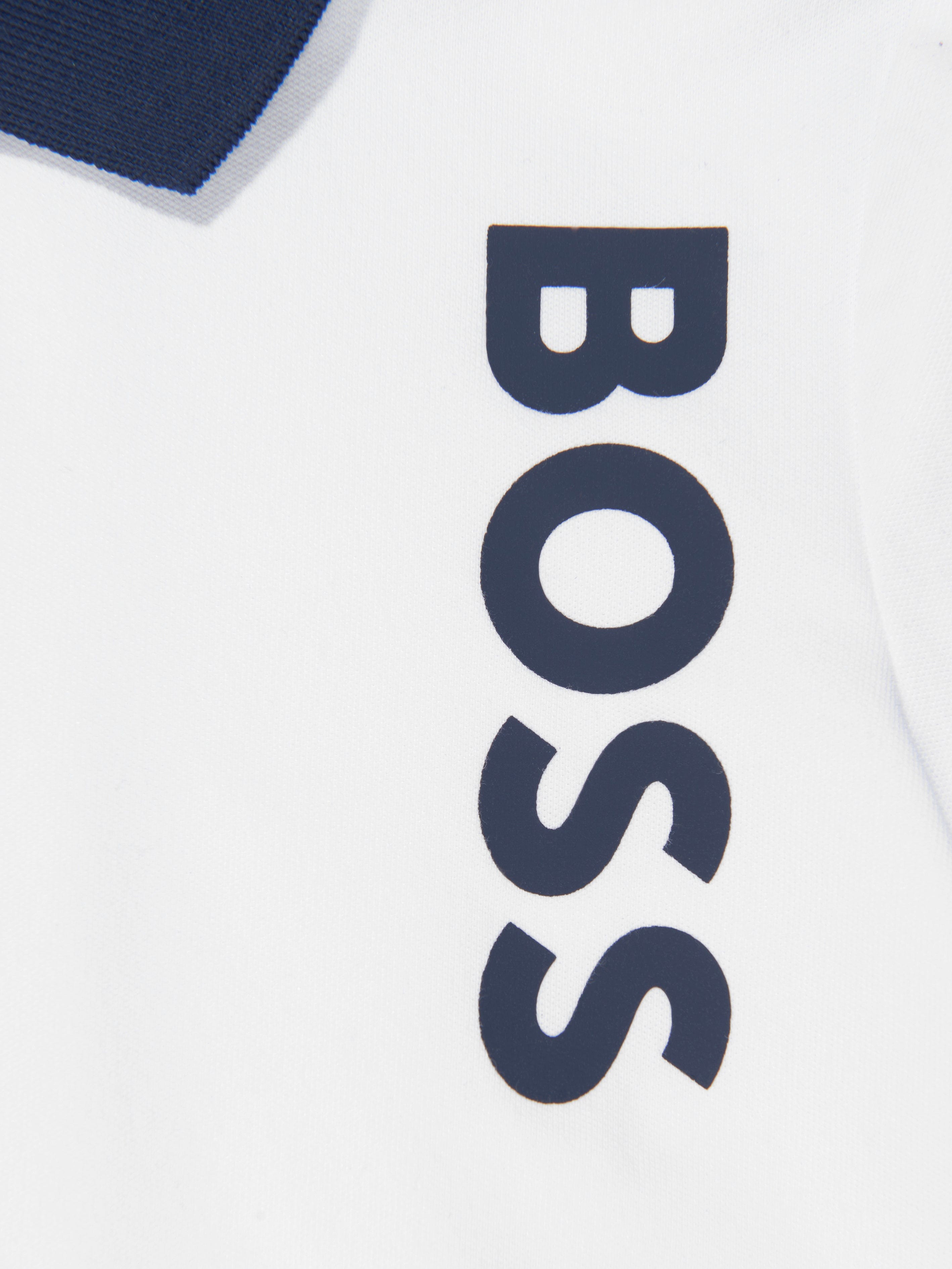 BOSS Boys Colourblock Polo Shirt in White