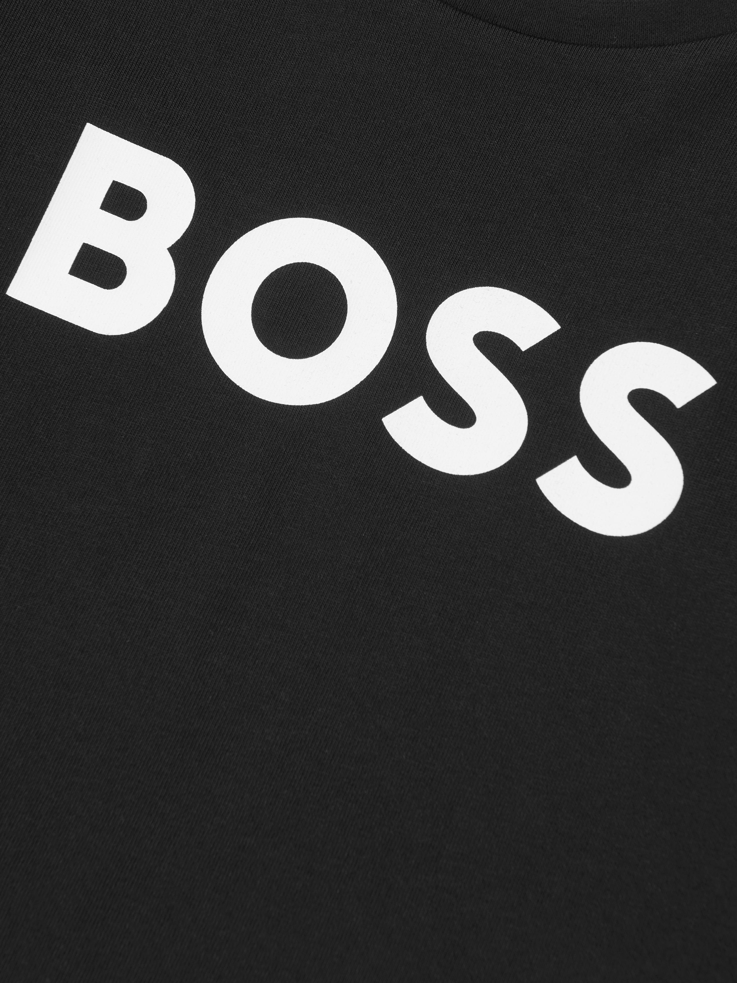 BOSS Boys Long Sleeve Logo T-Shirt in Black