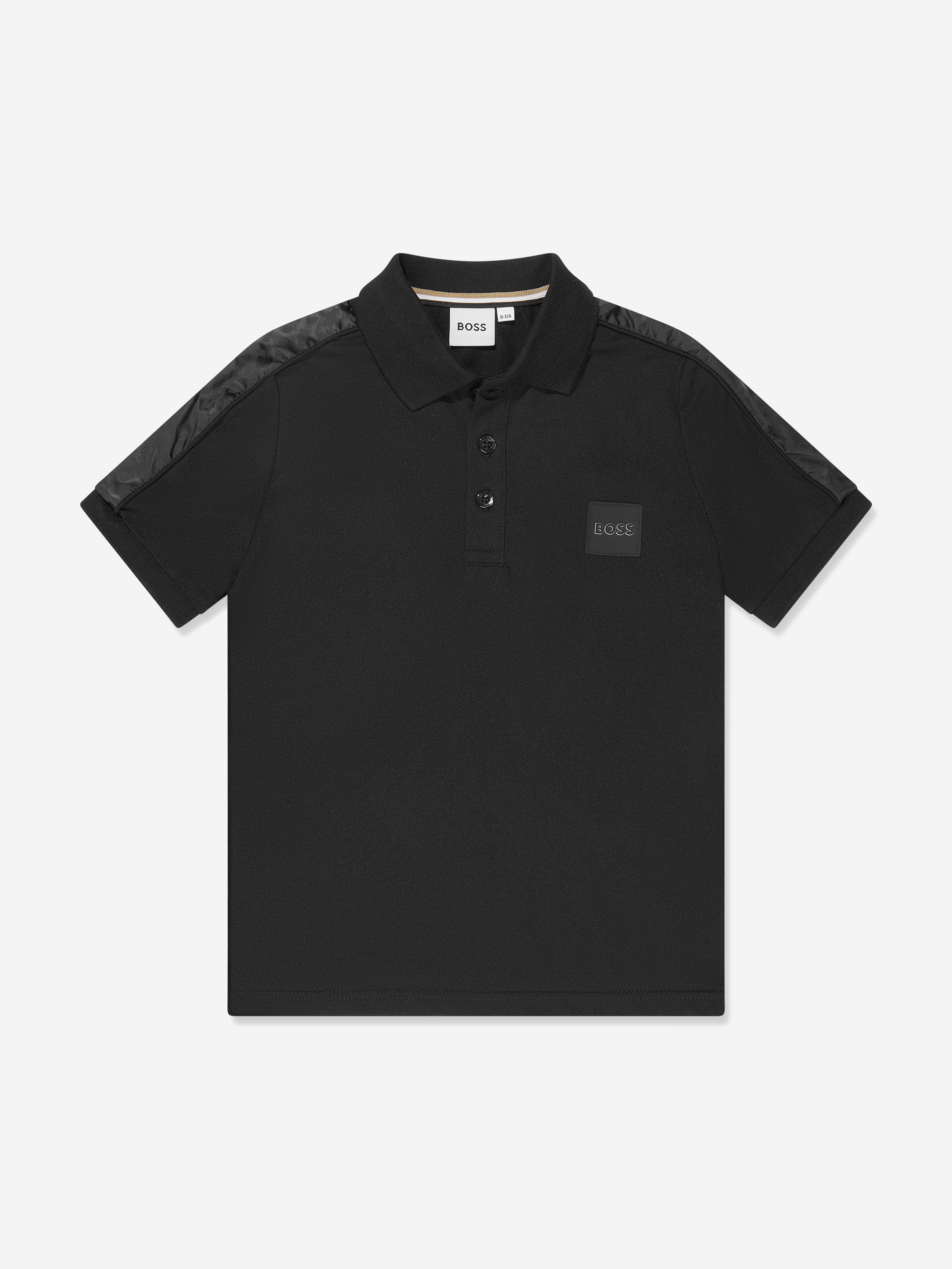 BOSS Boys Logo Badge Polo Shirt in Black