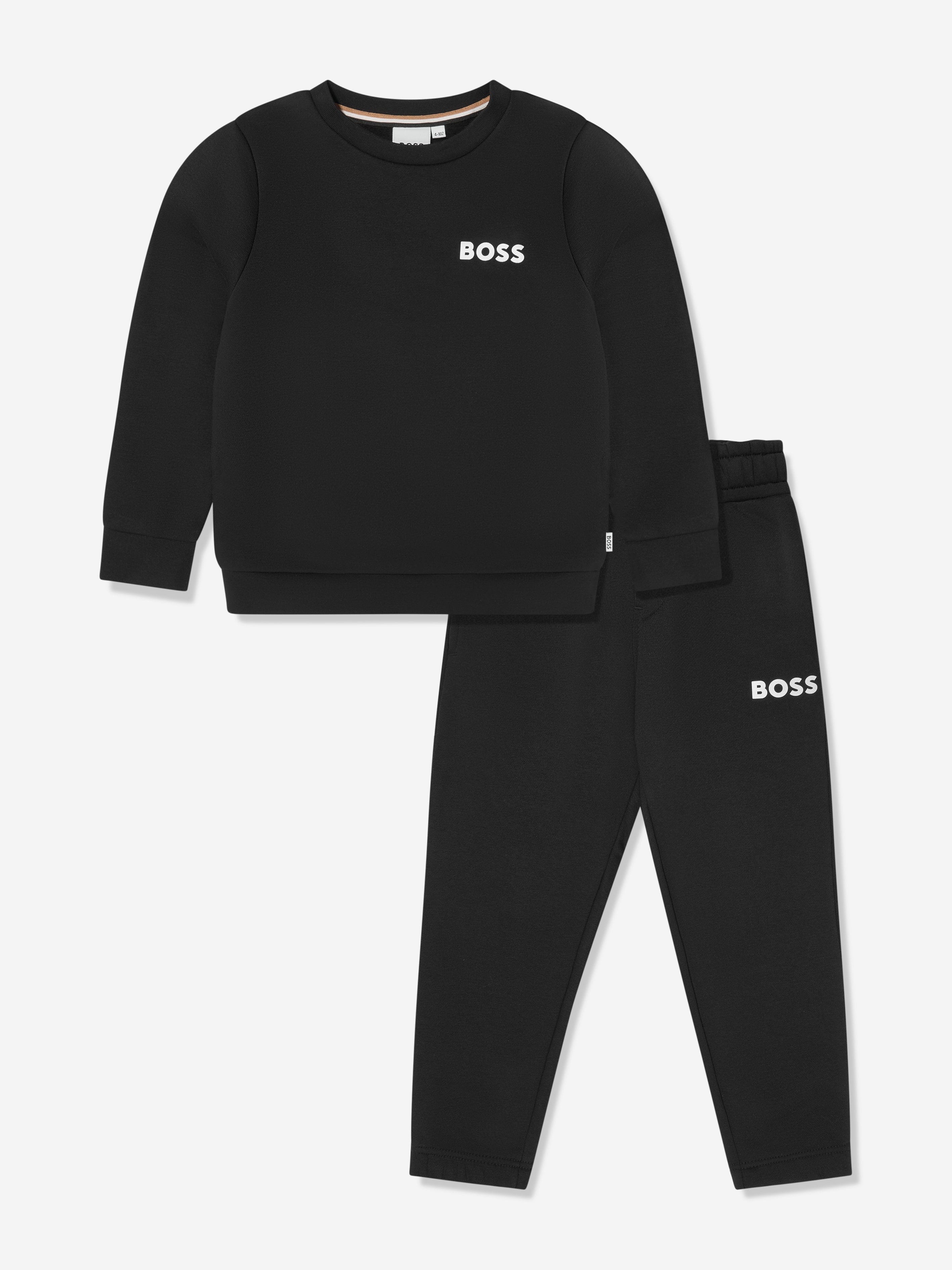 BOSS Boys Logo Tracksuit in Black