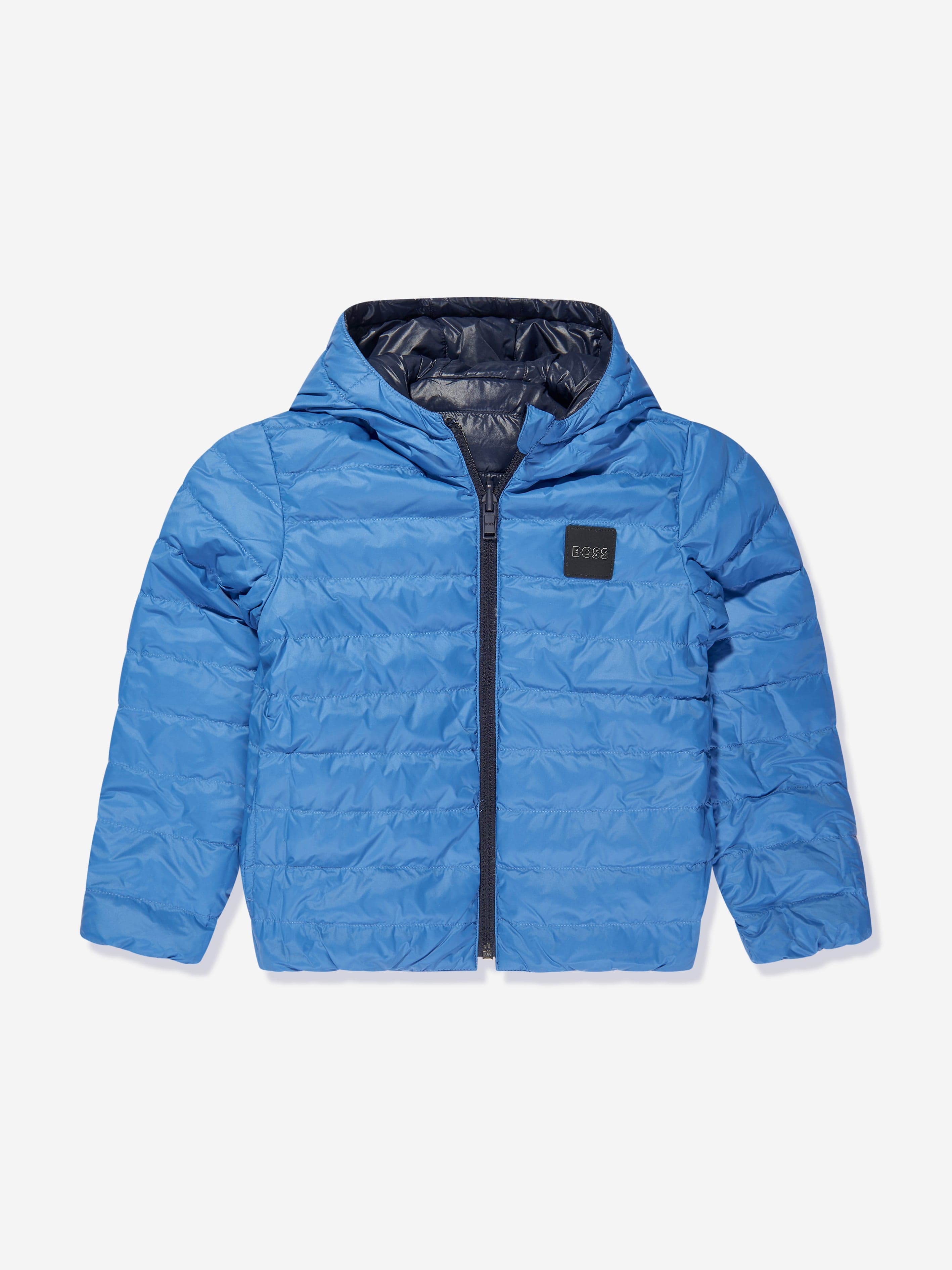 BOSS Boys Reversible Puffer Jacket in Navy