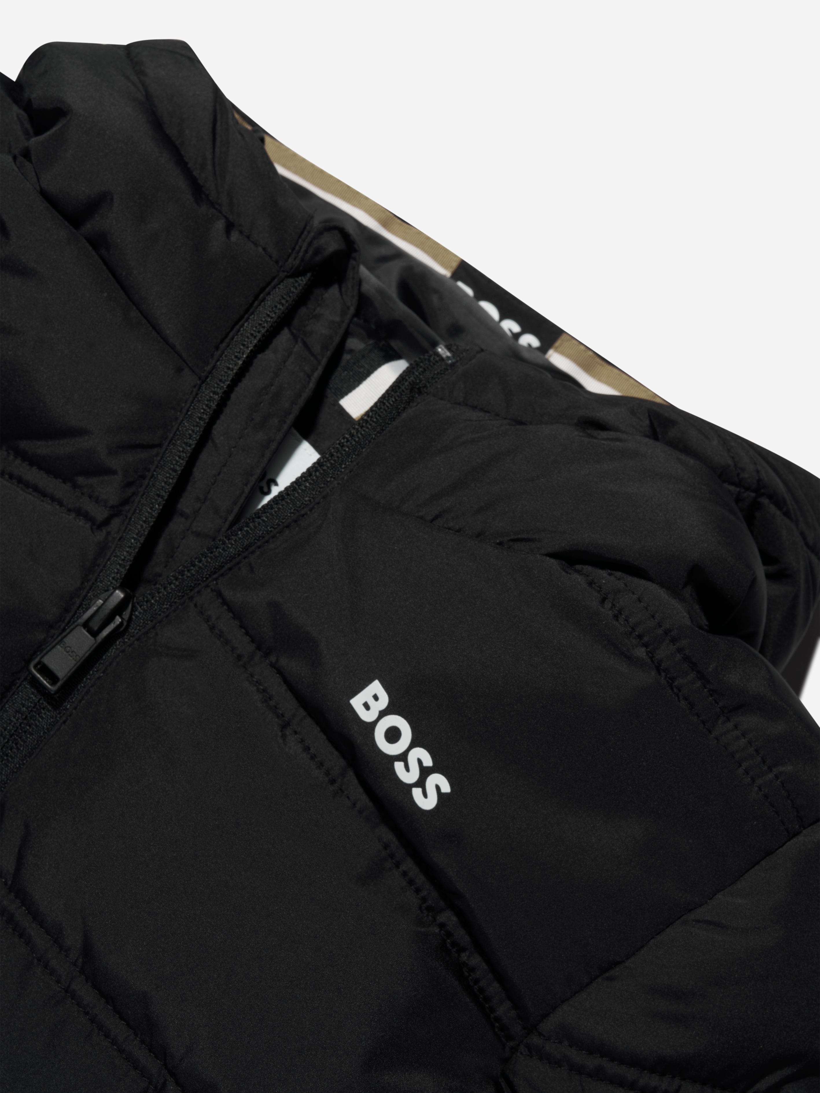 BOSS Boys Puffer Jacket in Black