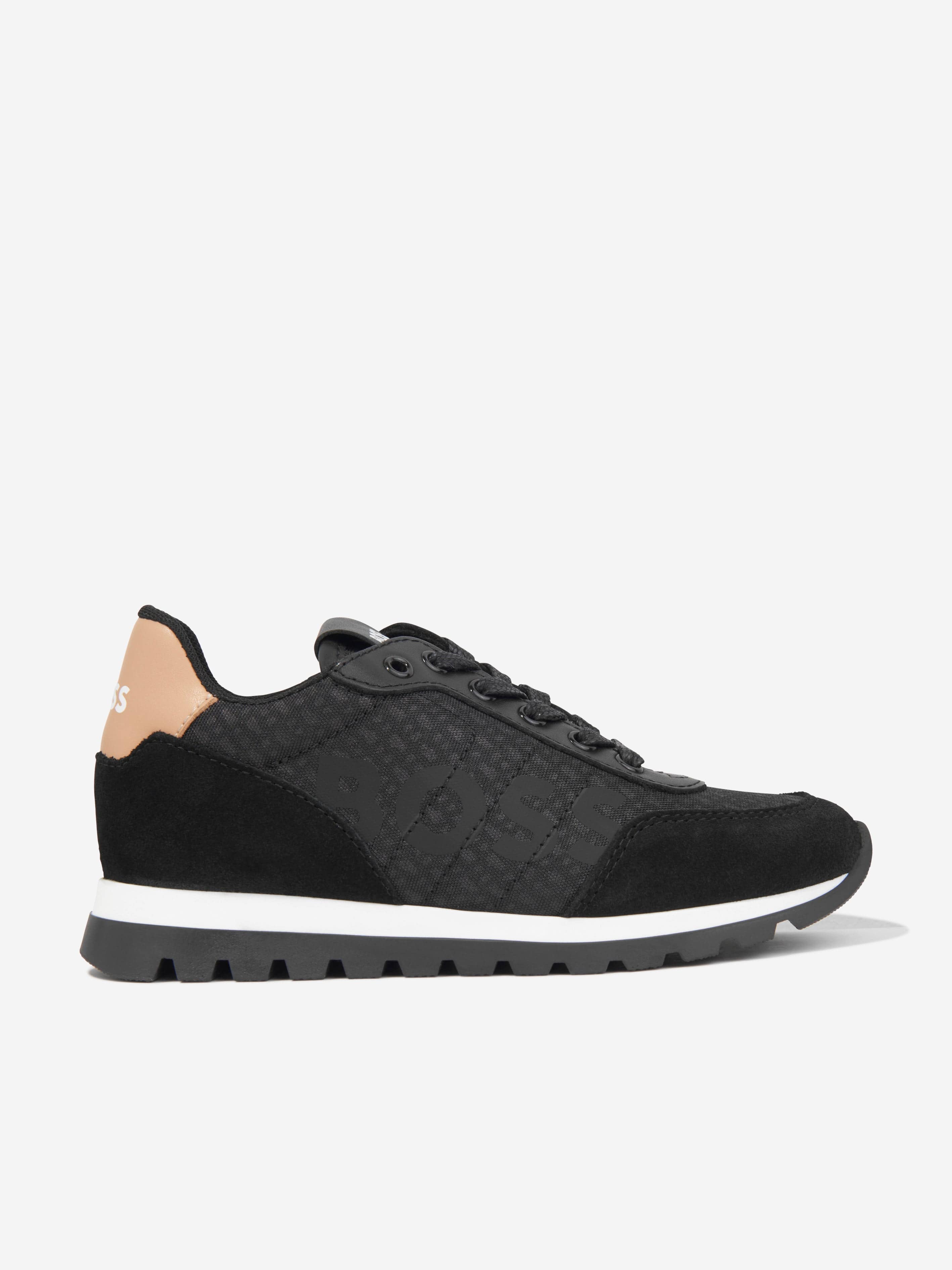 BOSS Boys Retrorunner Trainers in Black