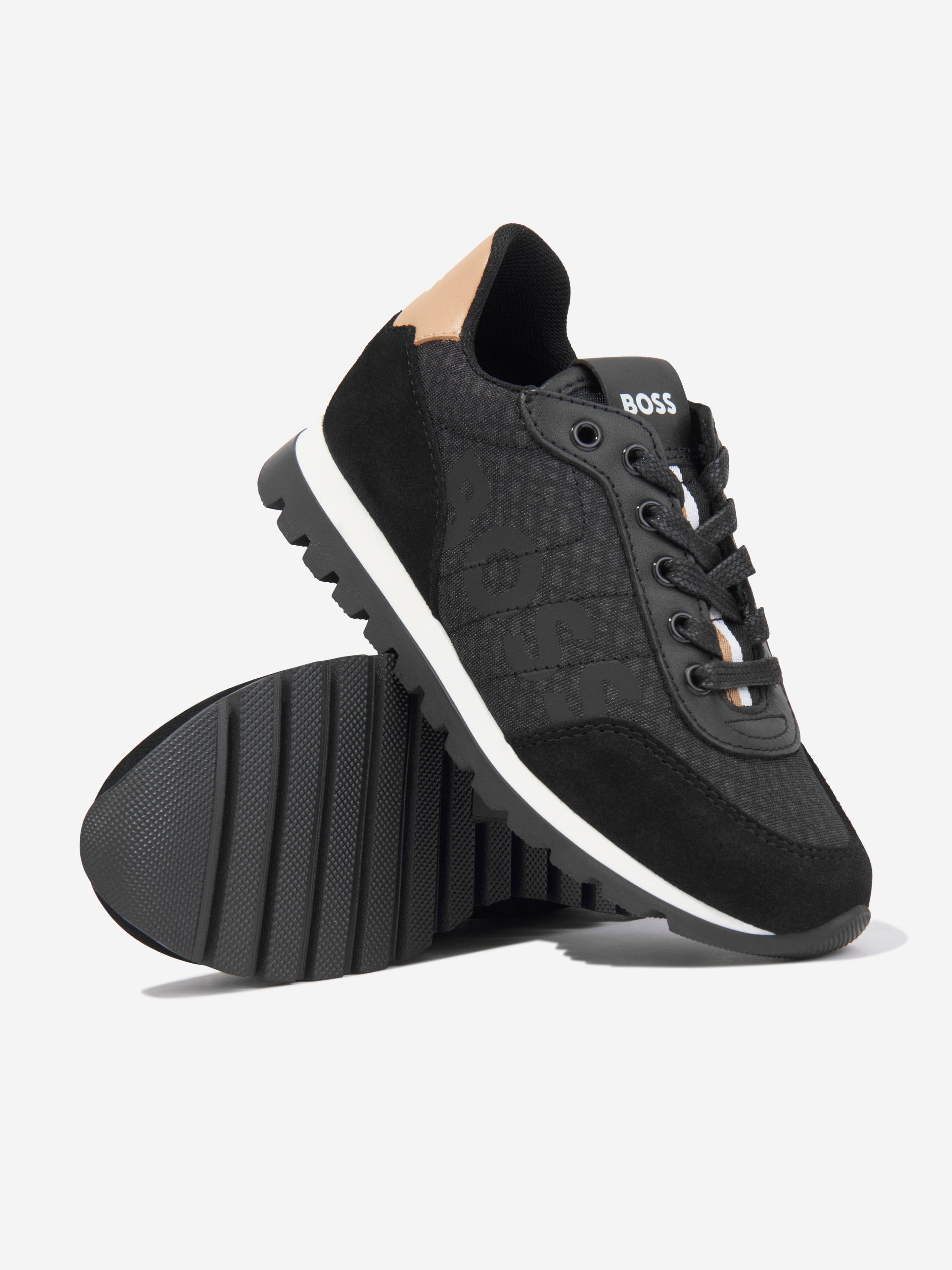 BOSS Boys Retrorunner Trainers in Black