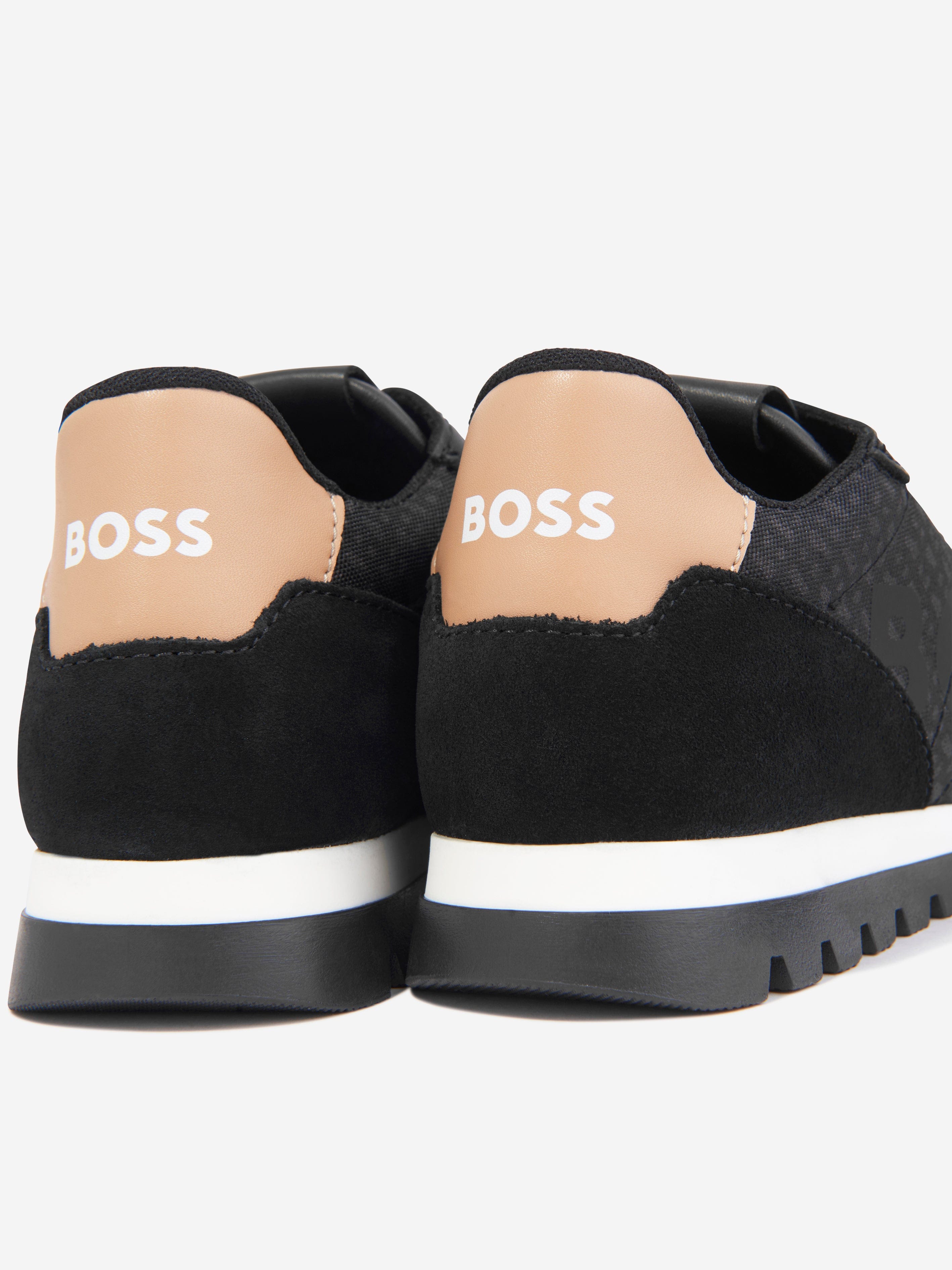 BOSS Boys Retrorunner Trainers in Black