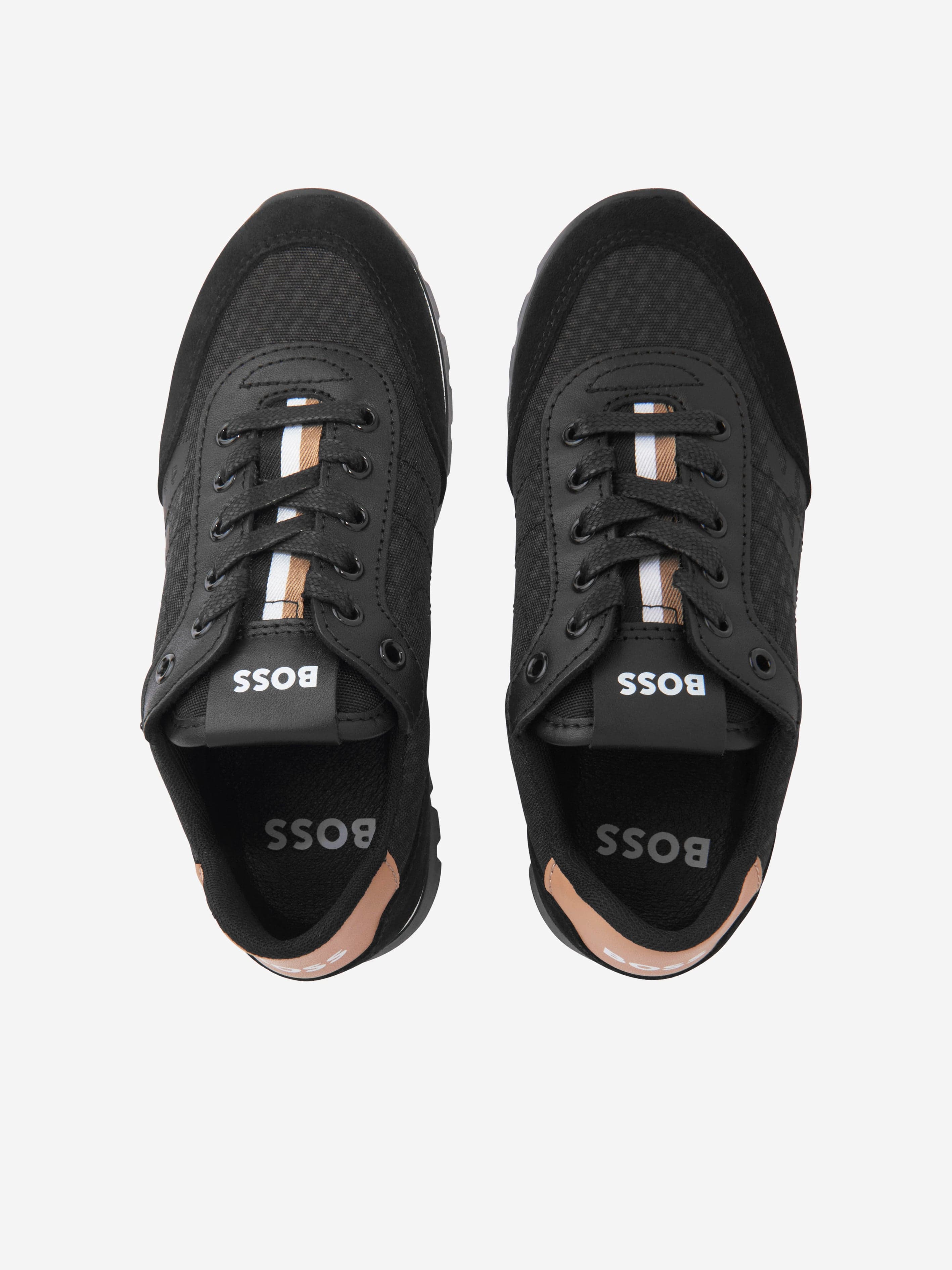 BOSS Boys Retrorunner Trainers in Black