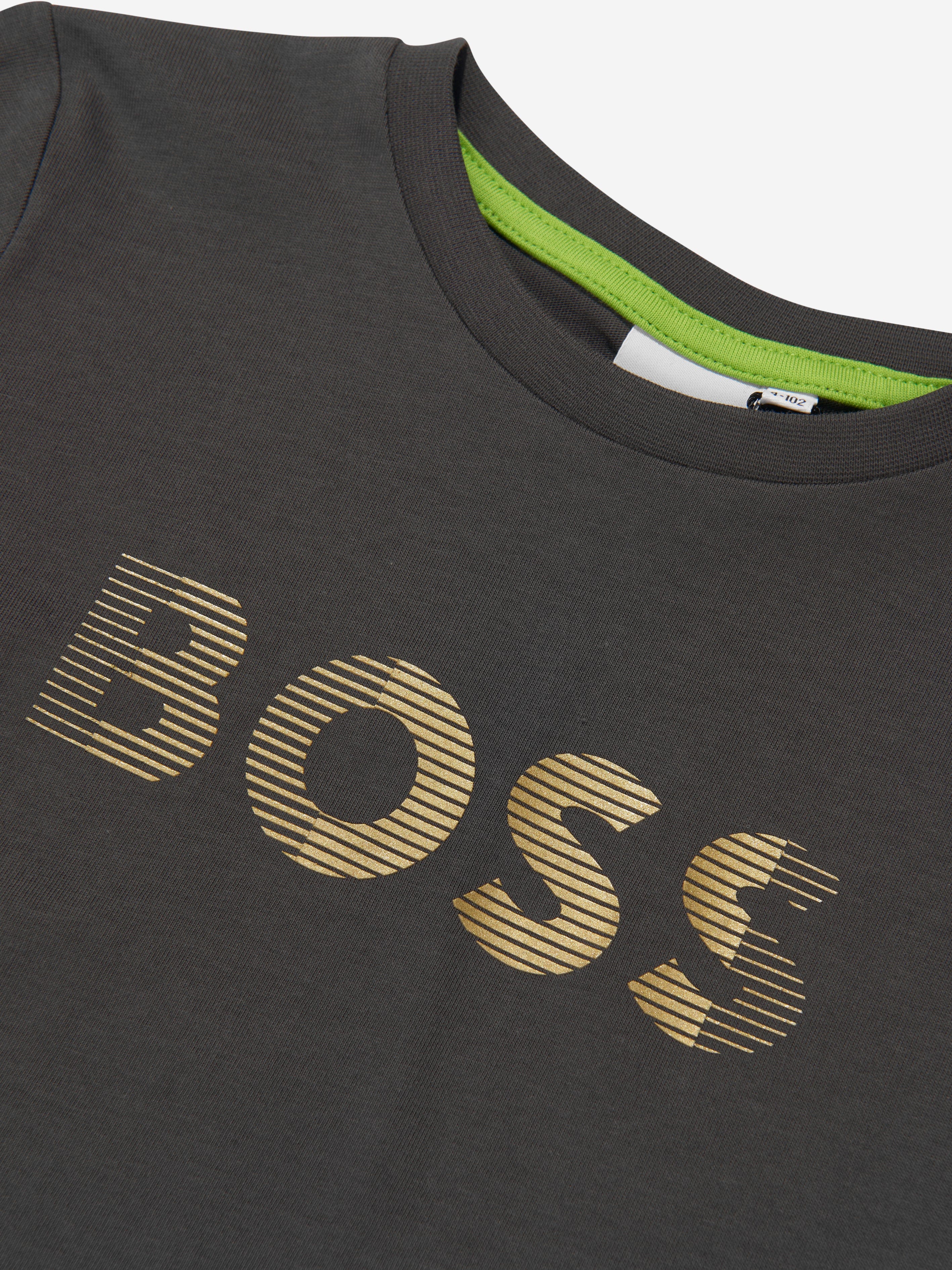 BOSS Boys Reflective Logo T-Shirt in Grey