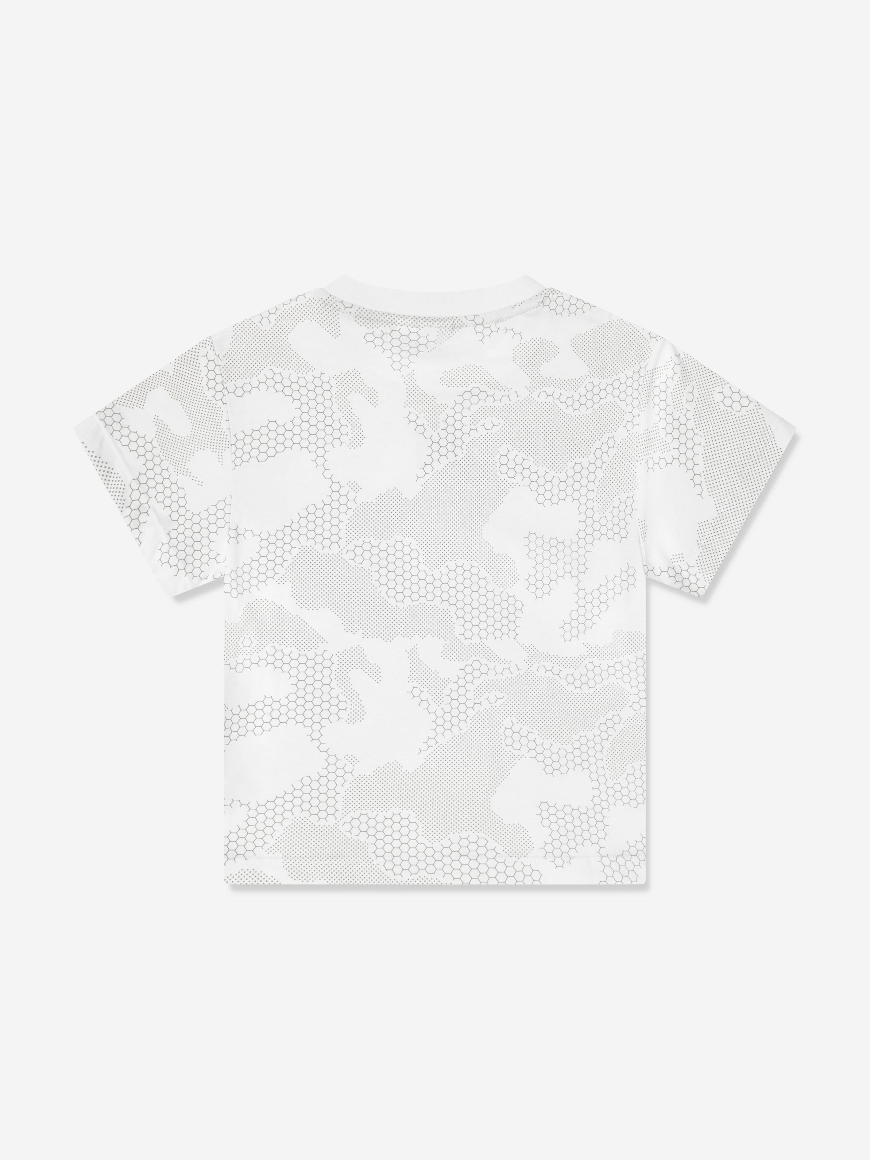 BOSS Boys Reflective Camouflage Print T-Shirt in White