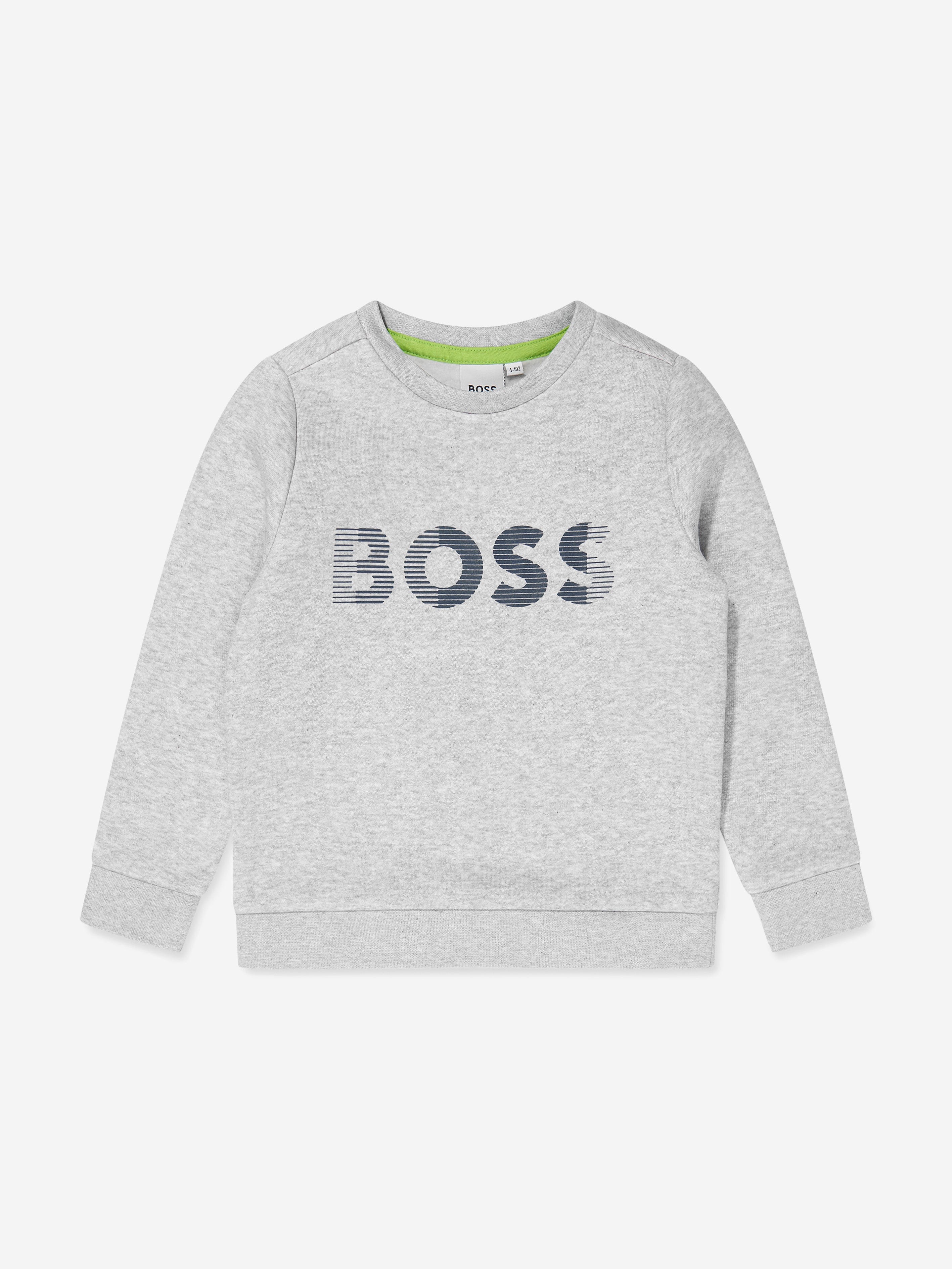 BOSS Boys Reflective Logo Sweatshirt in Grey