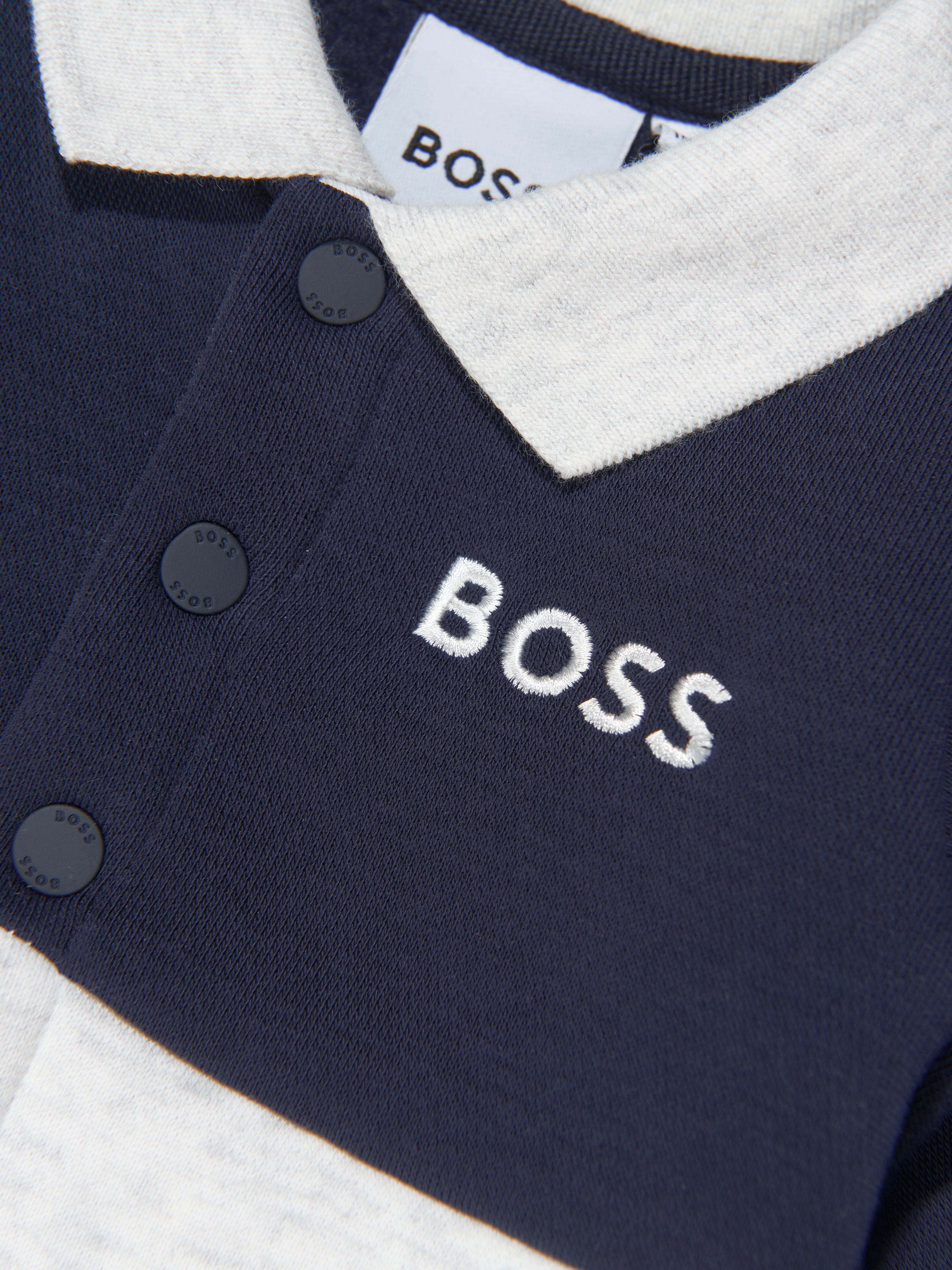 BOSS Baby Boys Contrast Babygow in Grey