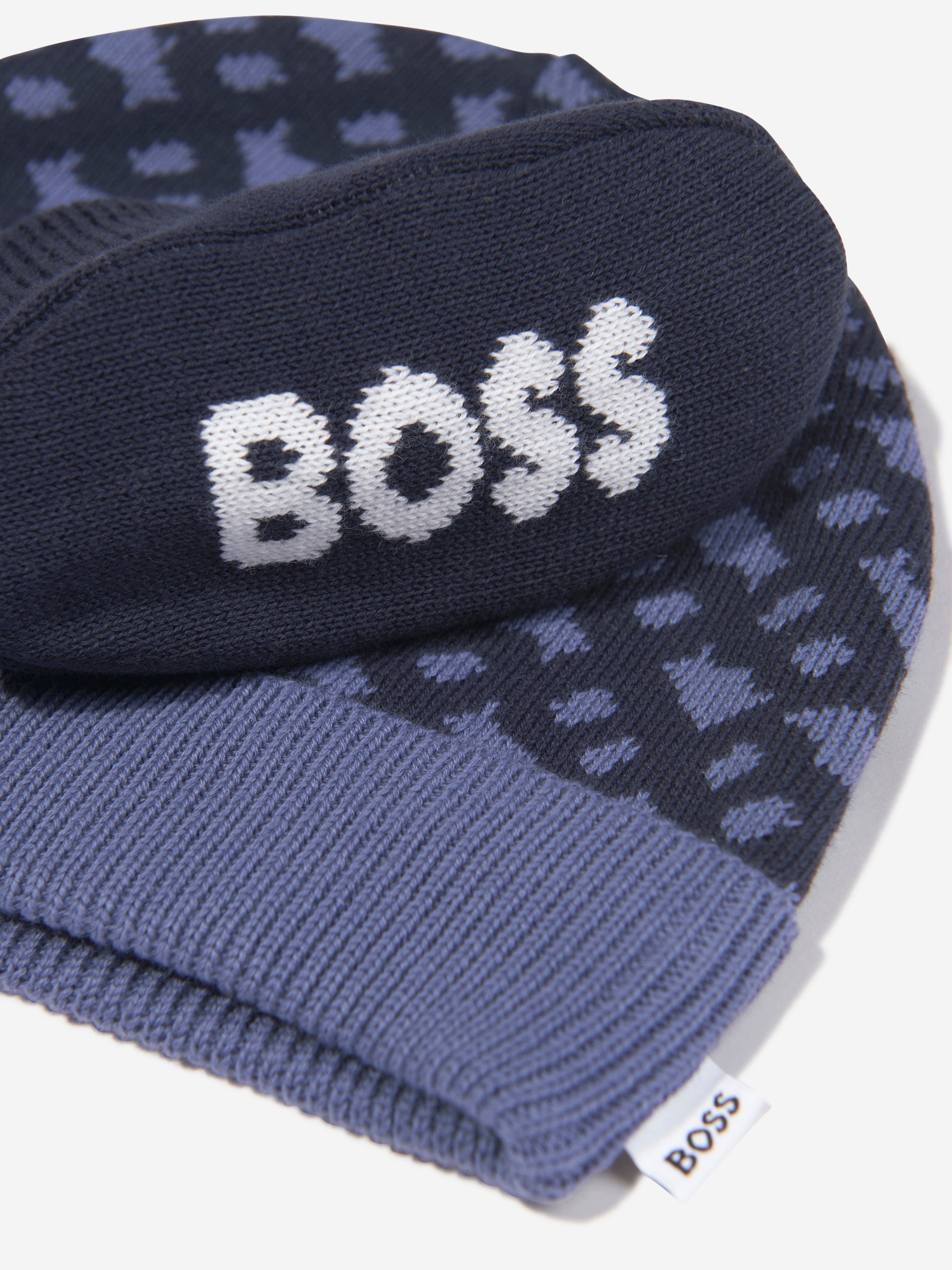 BOSS Baby Boys Hat & Slipper Socks Gift Set in Navy