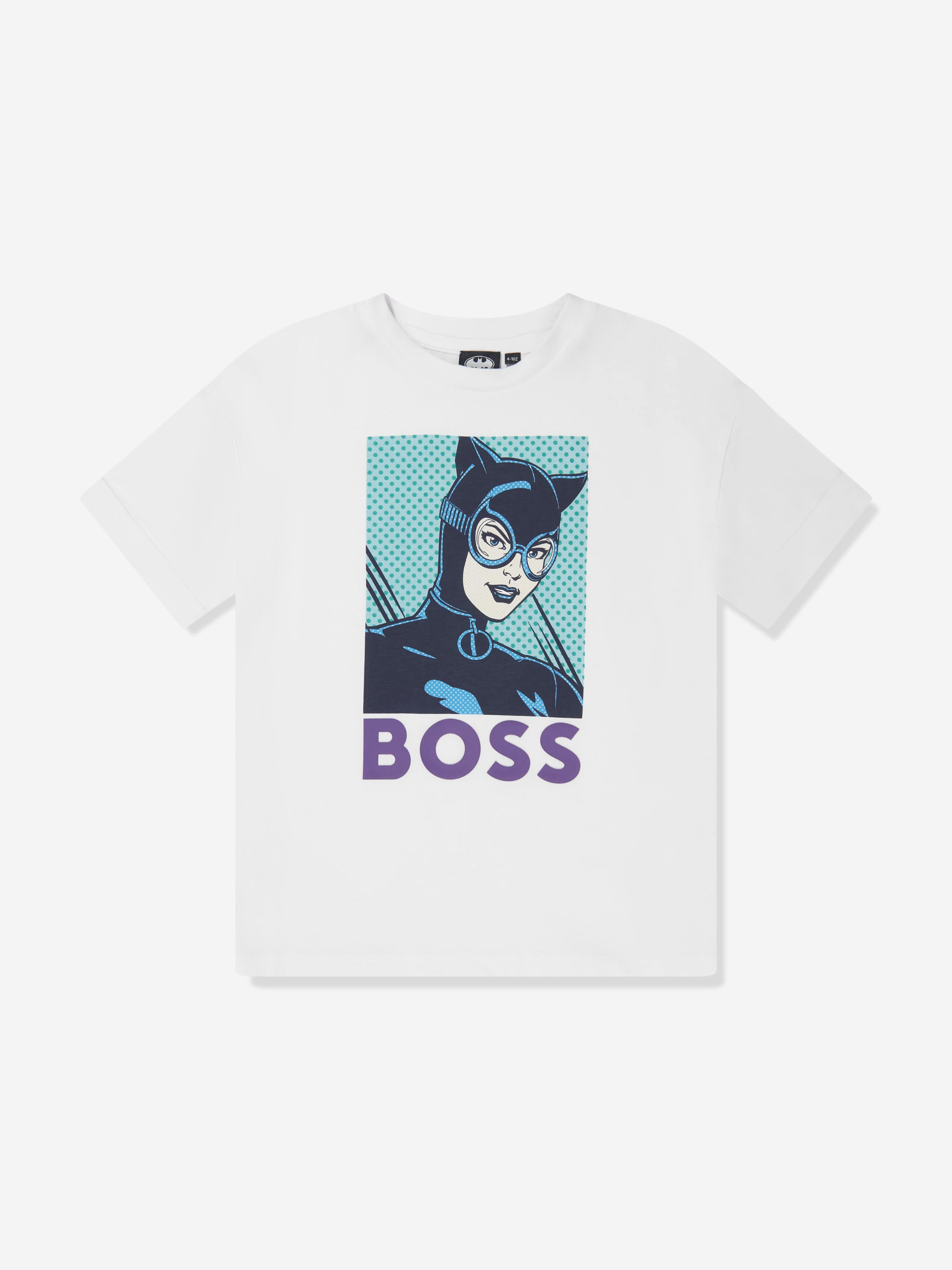 BOSS Girls Cat Woman T-Shirt in White