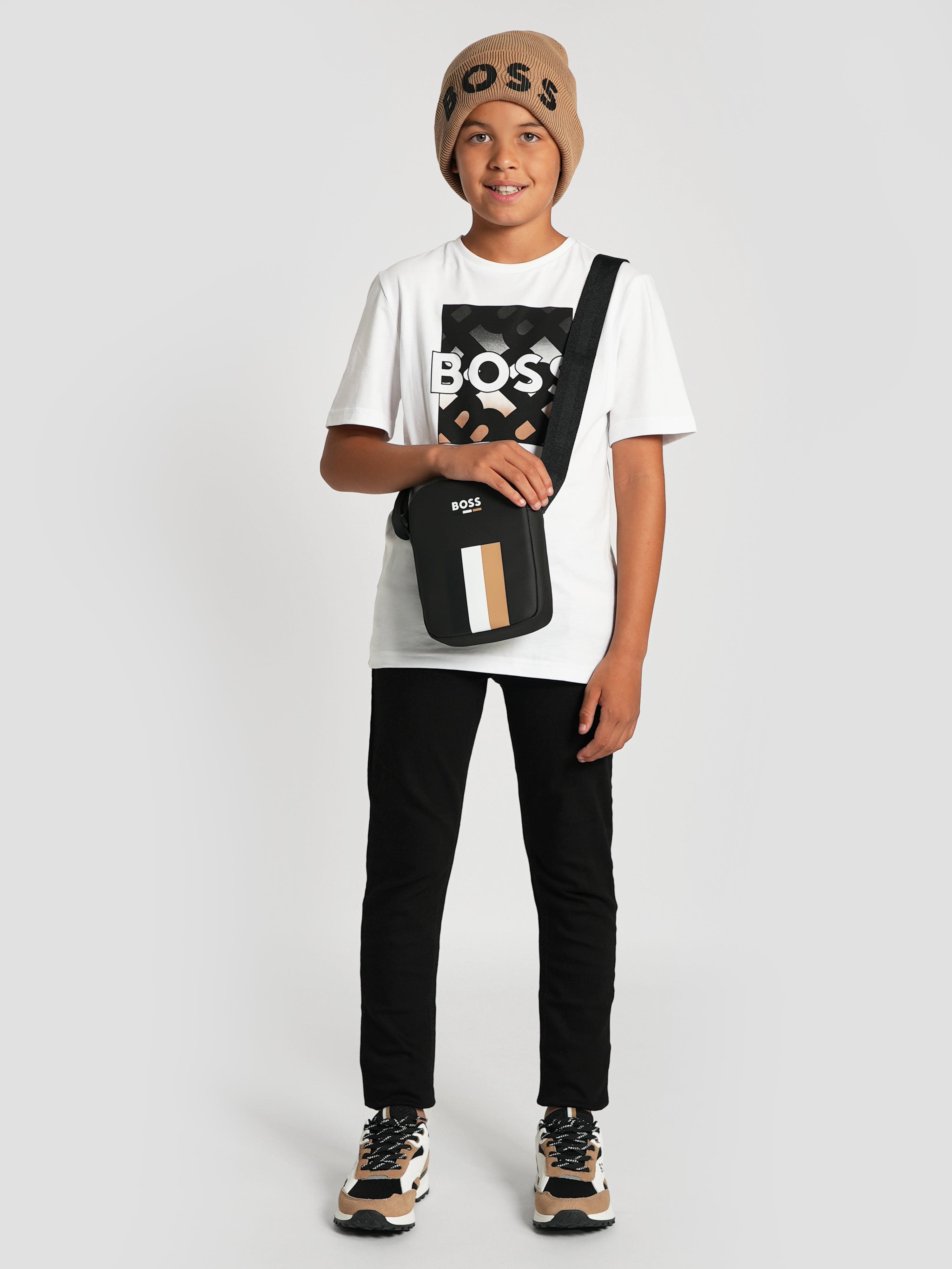 BOSS Boys Monogram Logo T-Shirt in White