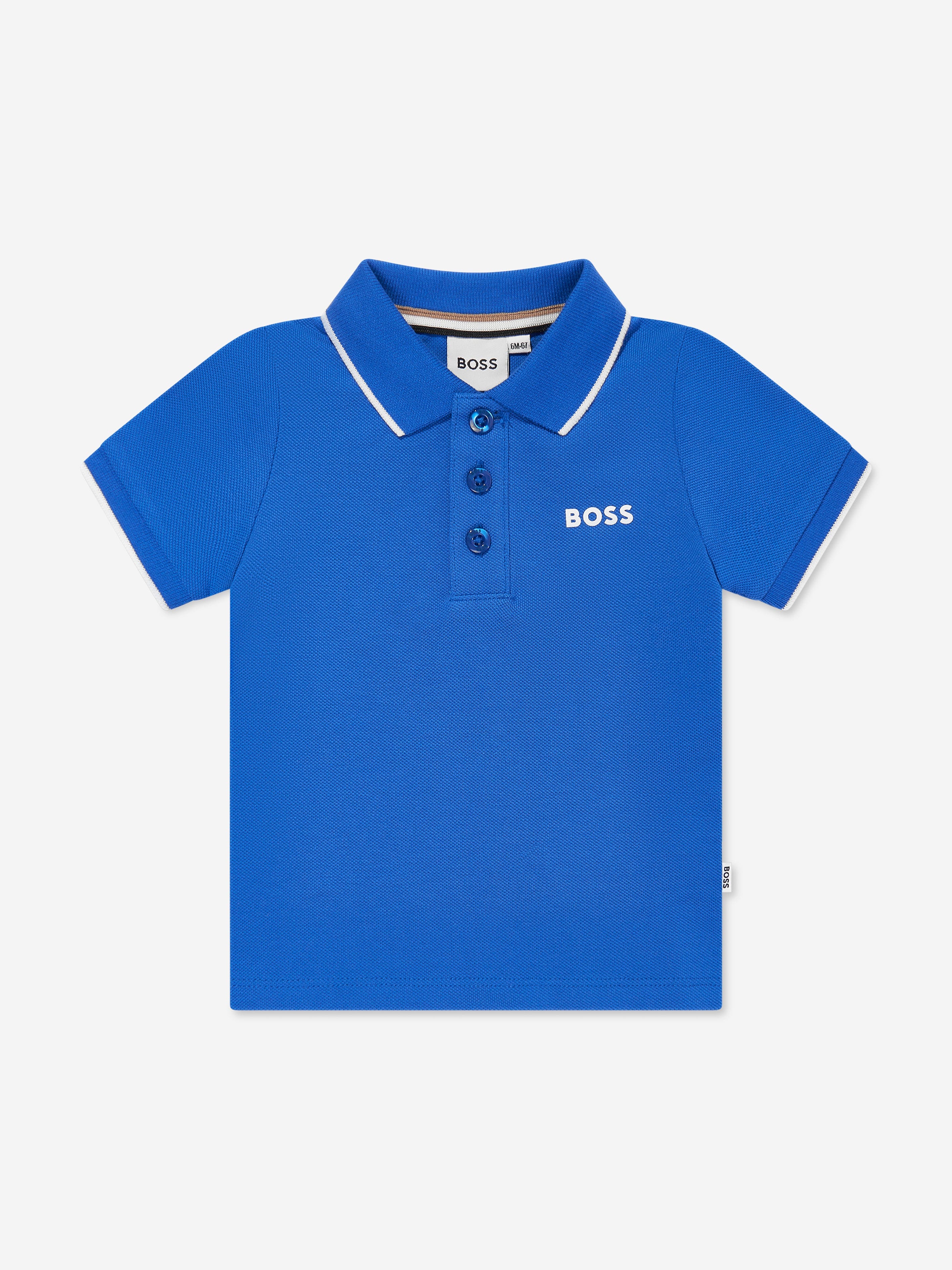 BOSS Baby Boys Logo Polo Shirt in Blue